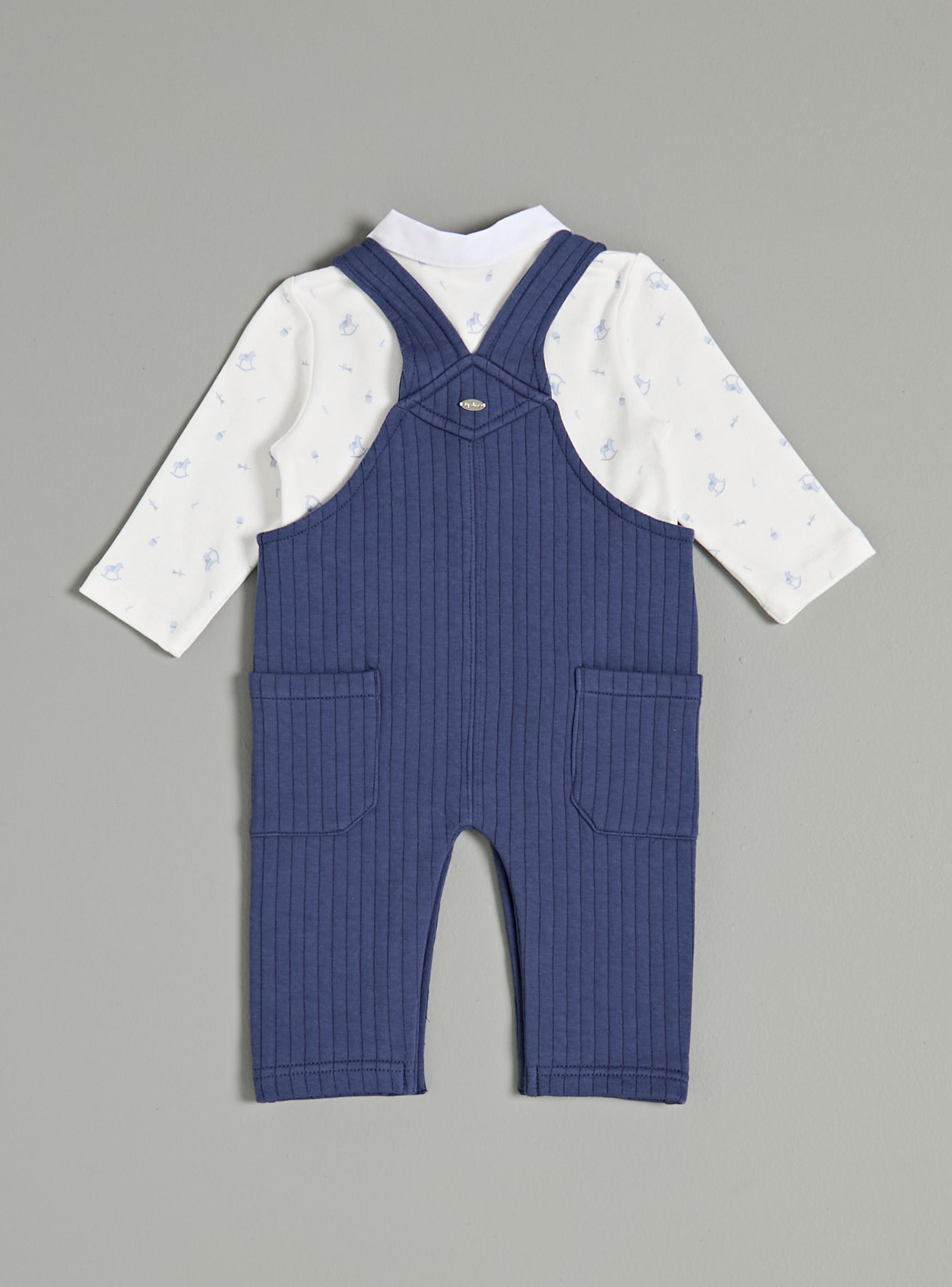 Conjunto Jardinera Quilt y Polera Estampada con Cuello-2