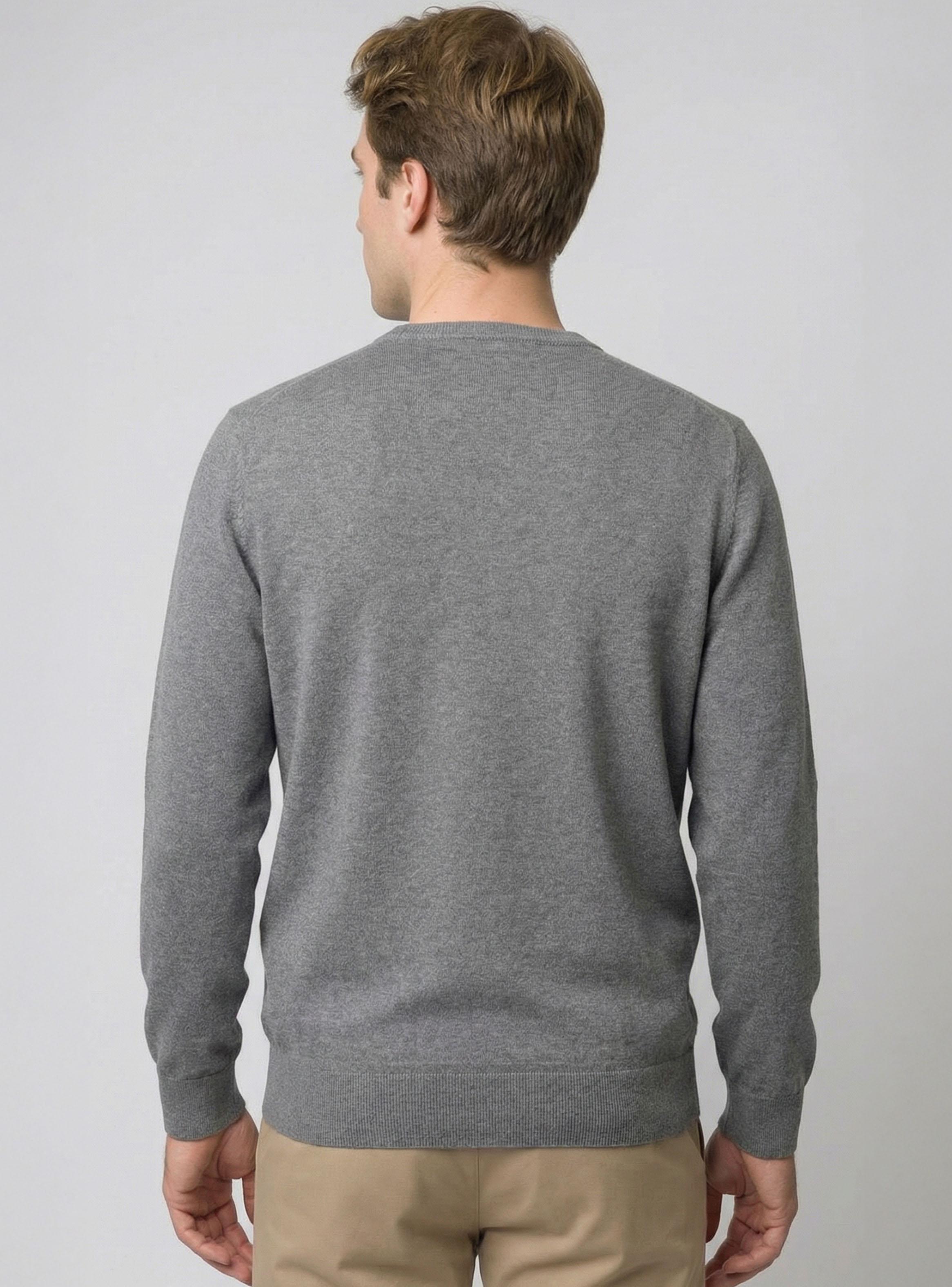 Sweater Liso Cuello V Algodón-Cashmere-1