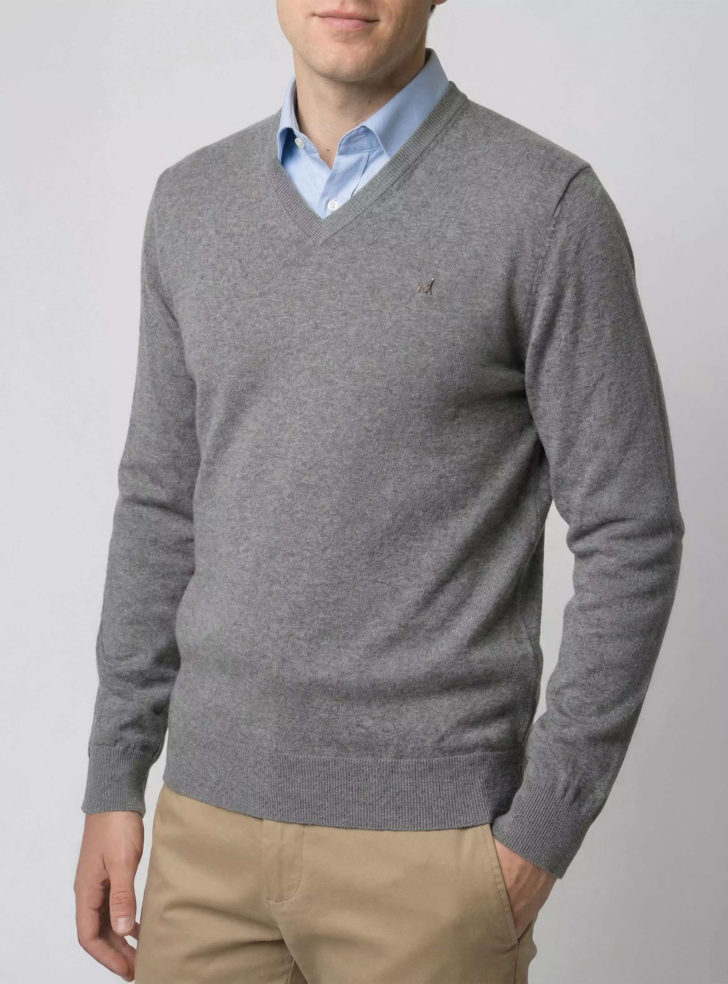 Sweater Liso Cuello V Algodón-Cashmere-2