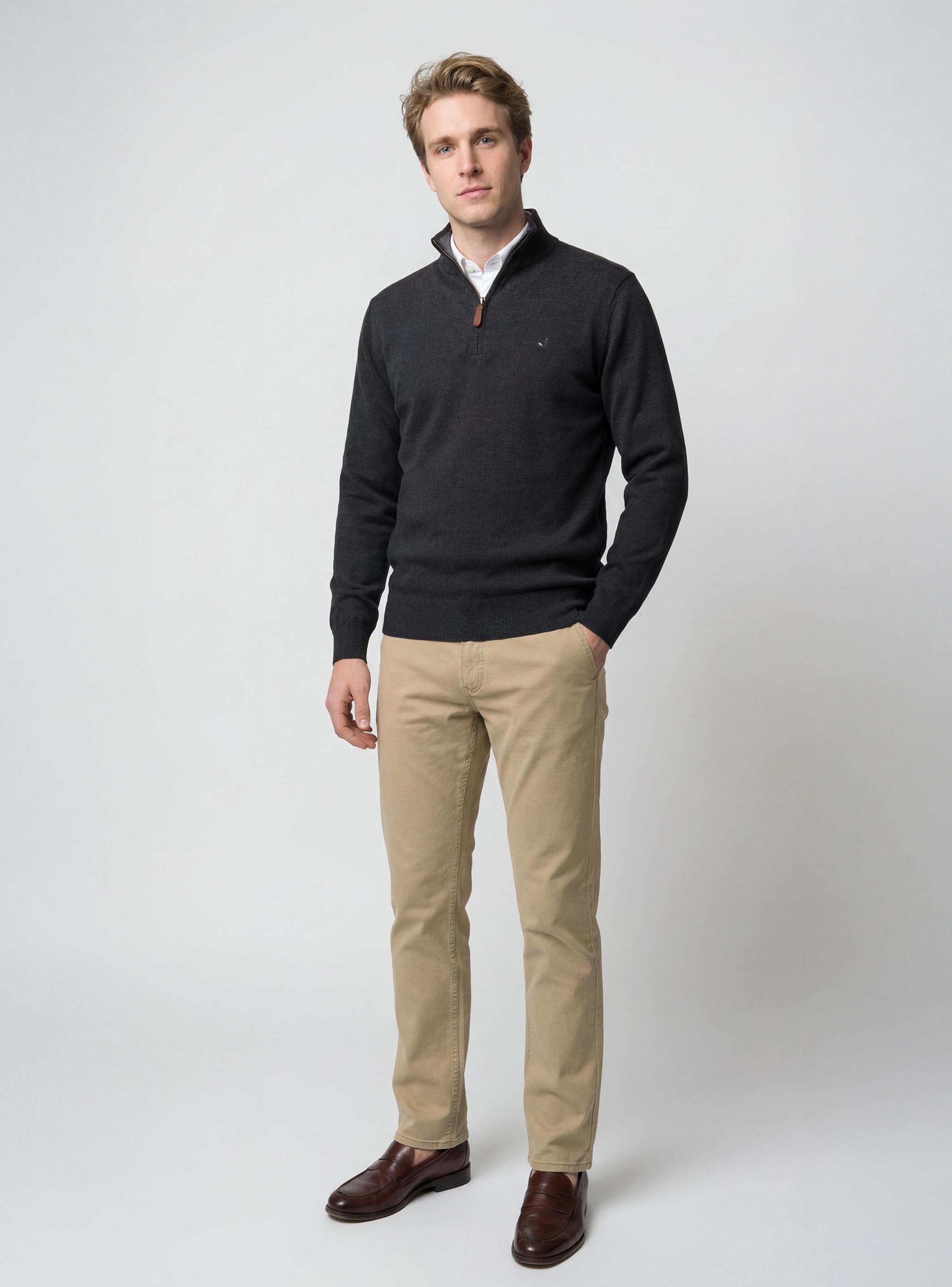 Sweater Liso Medio Cierre Algodón-Cashmere-3