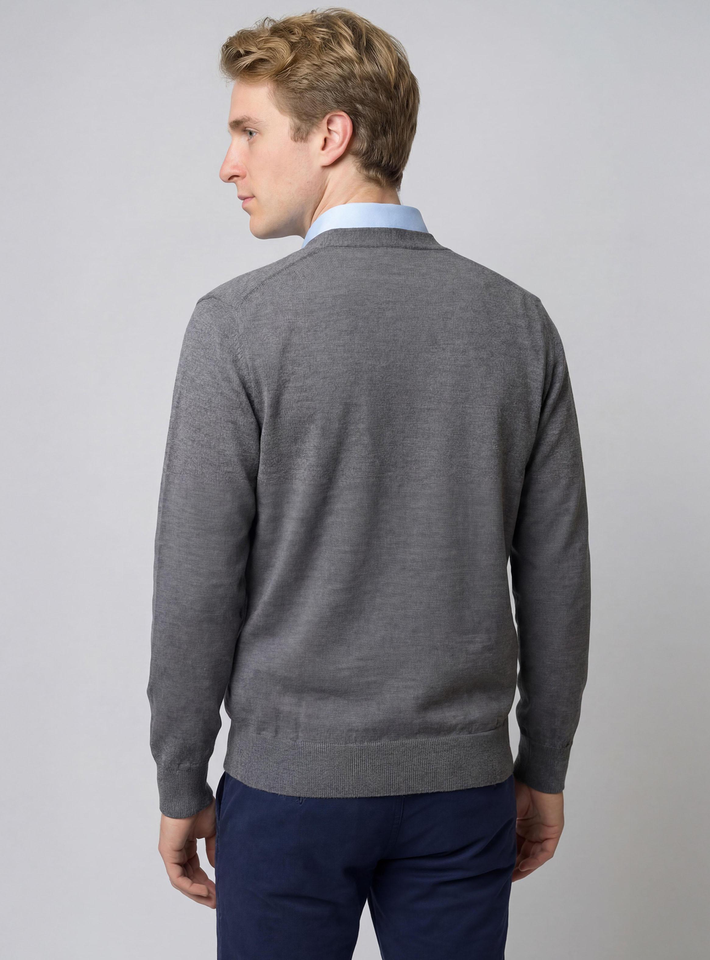 Cardigan Liso Manga Larga Merino Italiano-1