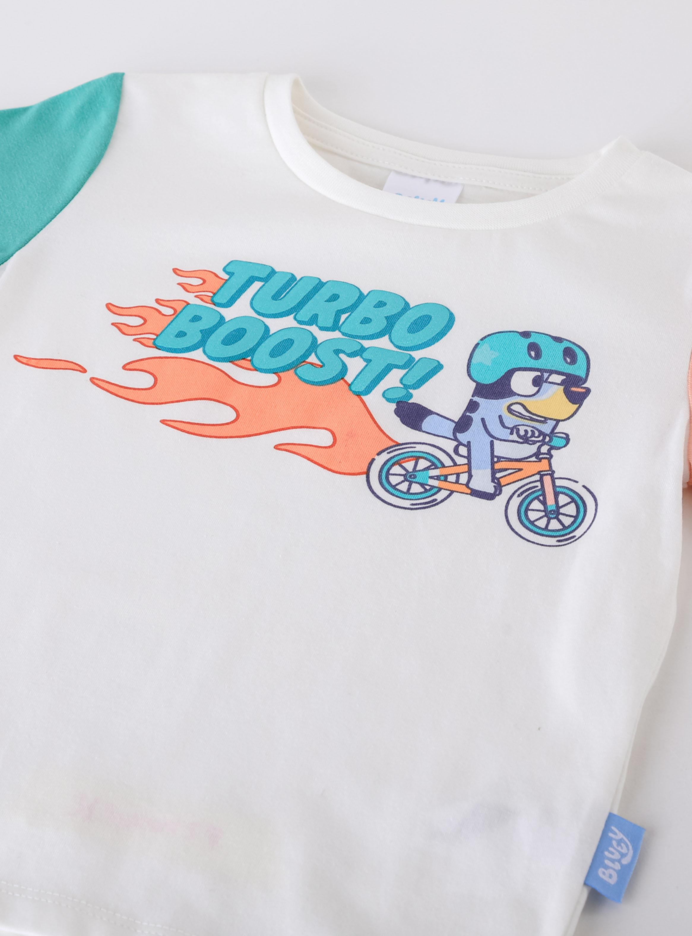 Polera Manga Corta Toddlero Raglán Bluey-2