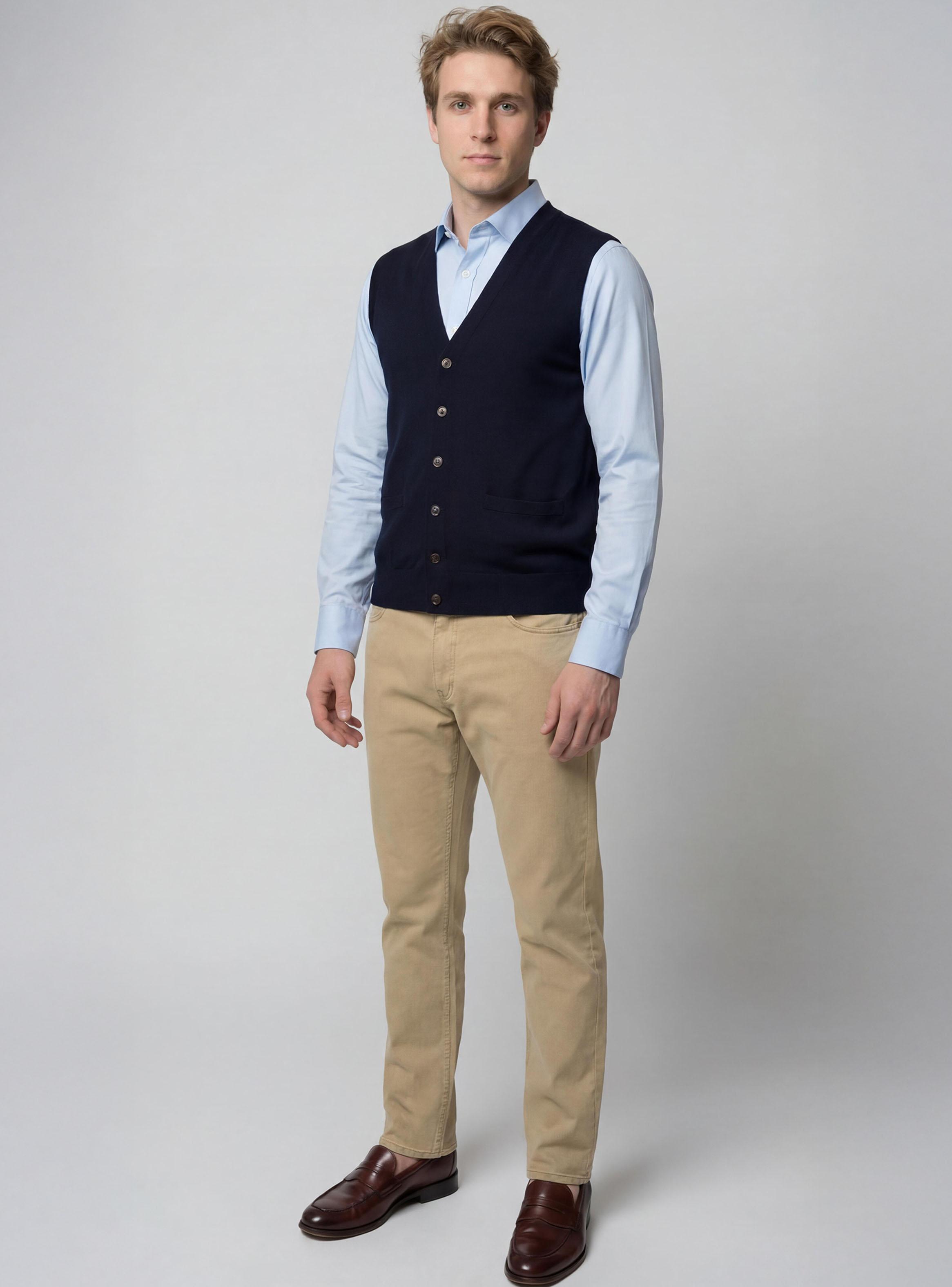 Cardigan Liso Sin Mangas Merino Italiano-3