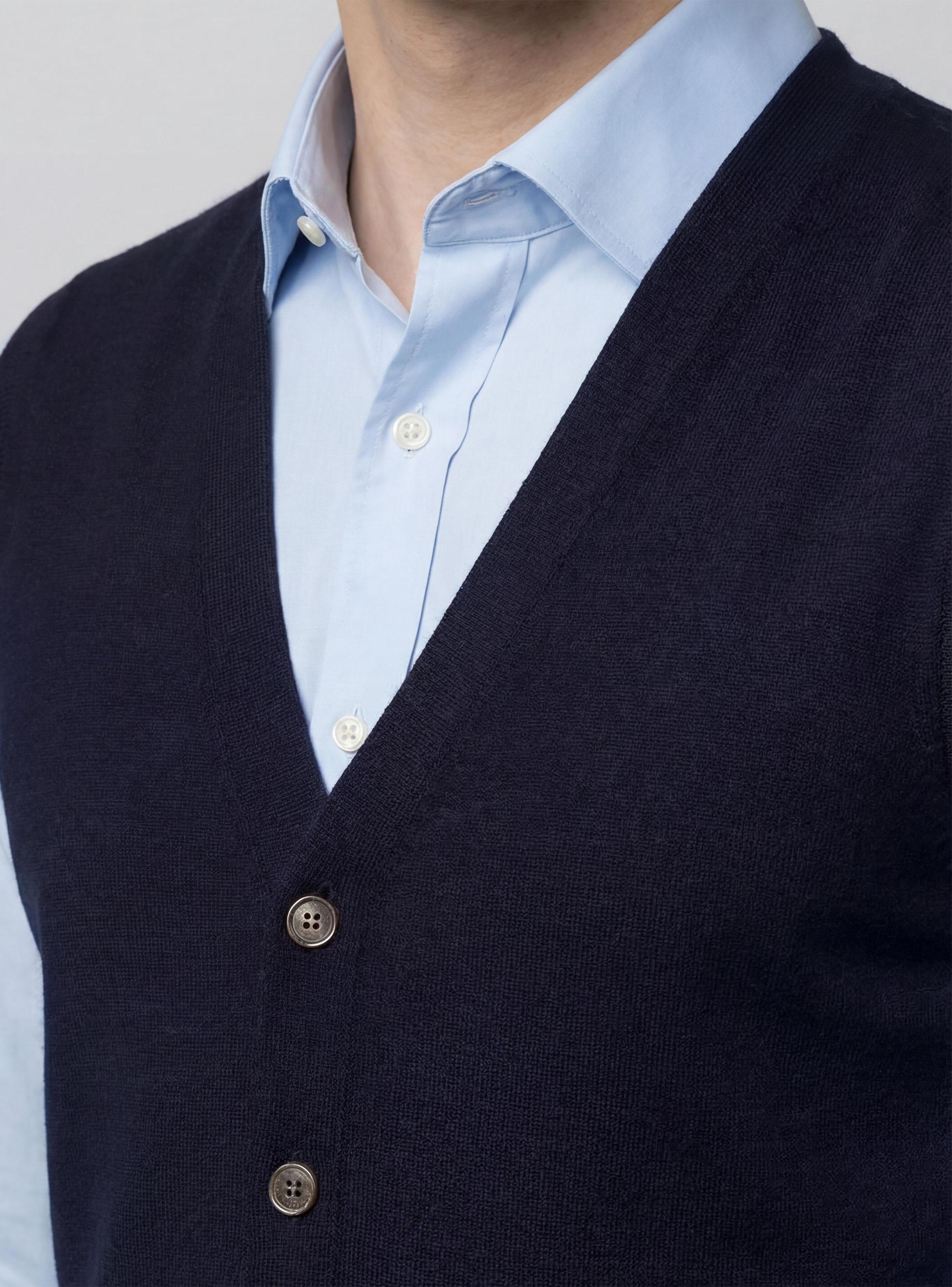 Cardigan Liso Sin Mangas Merino Italiano-2