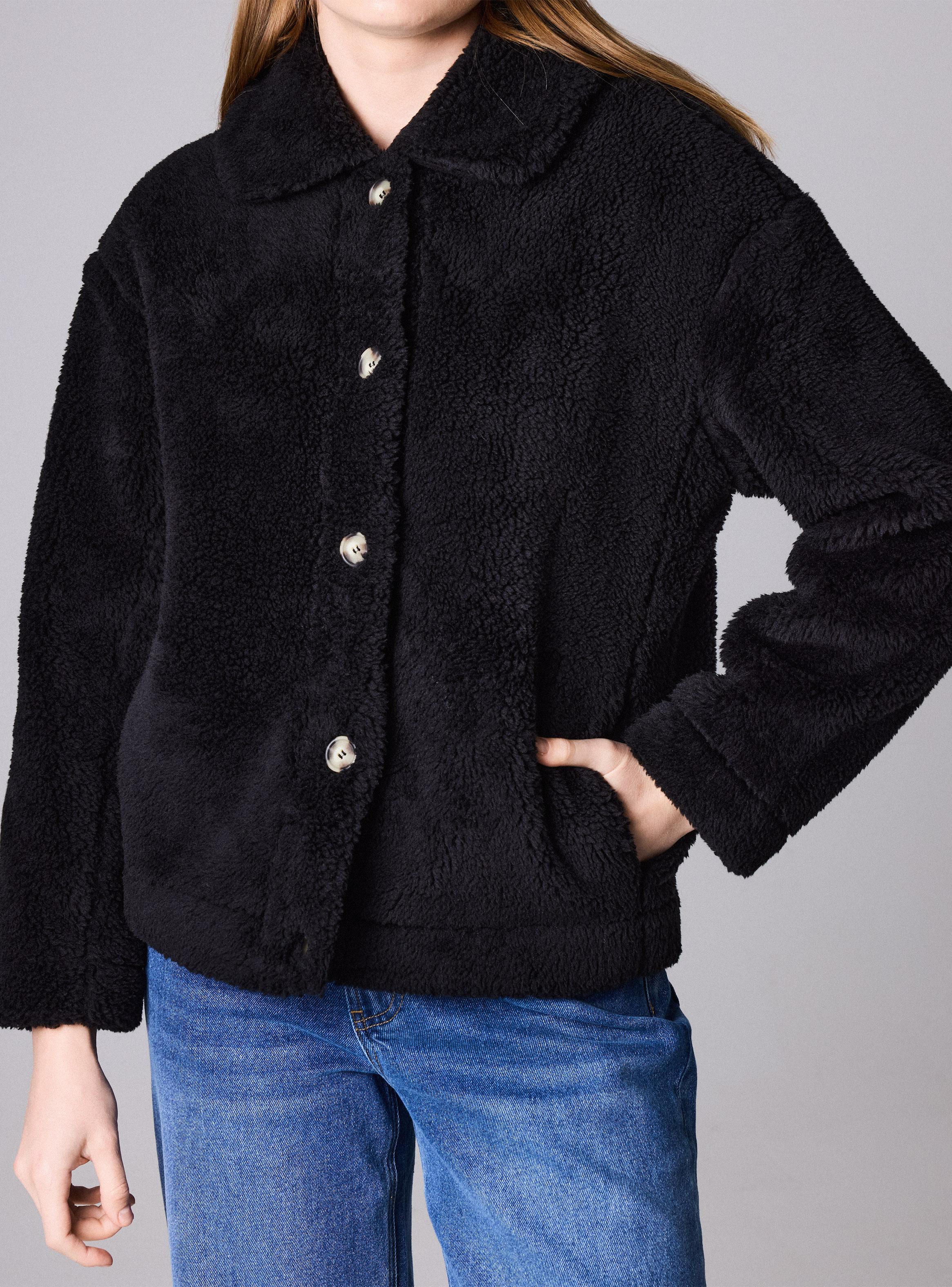 Chaqueta Sherpa Silueta Boxy y Cuello Solapa-2
