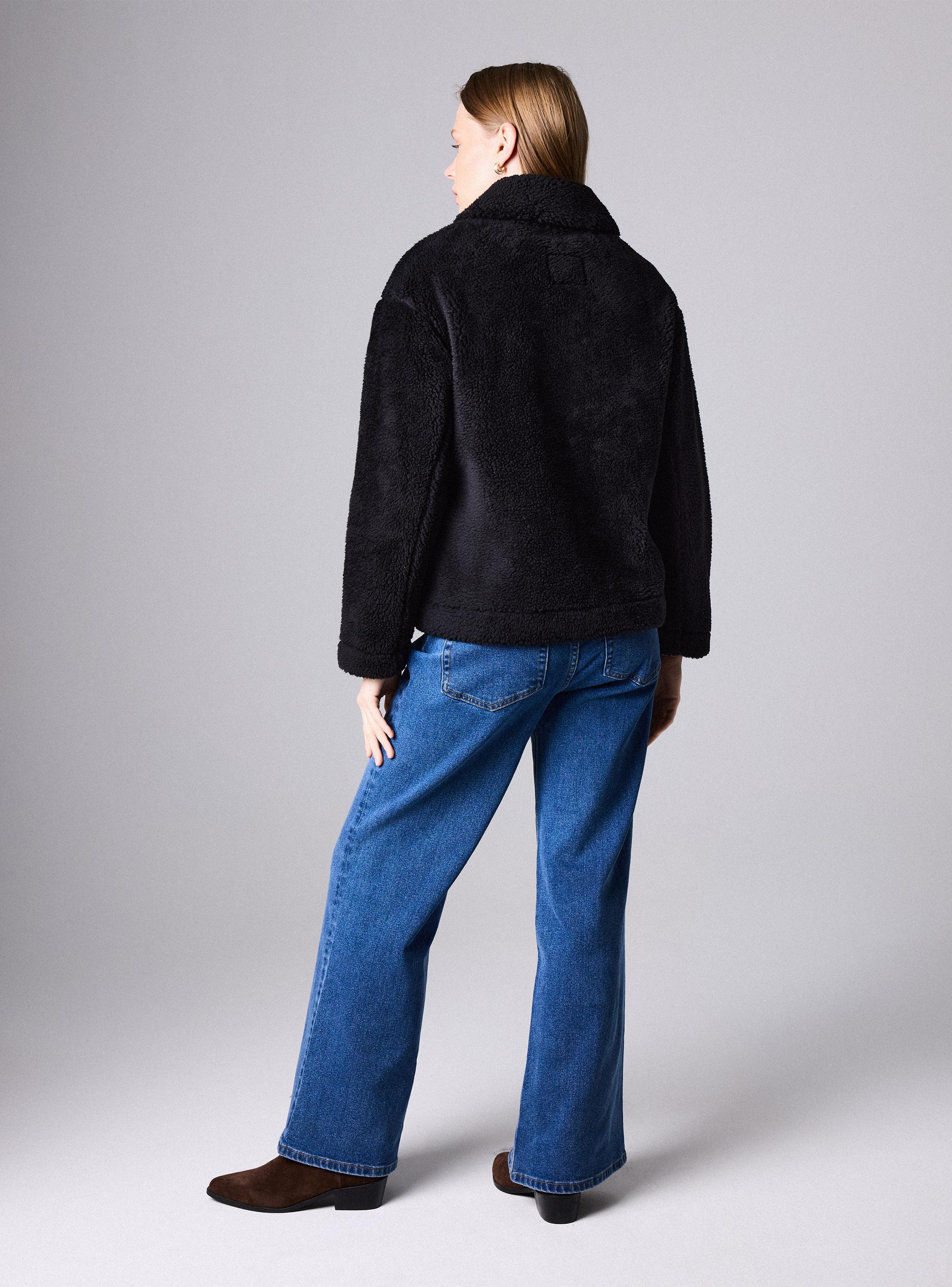 Chaqueta Sherpa Silueta Boxy y Cuello Solapa-5