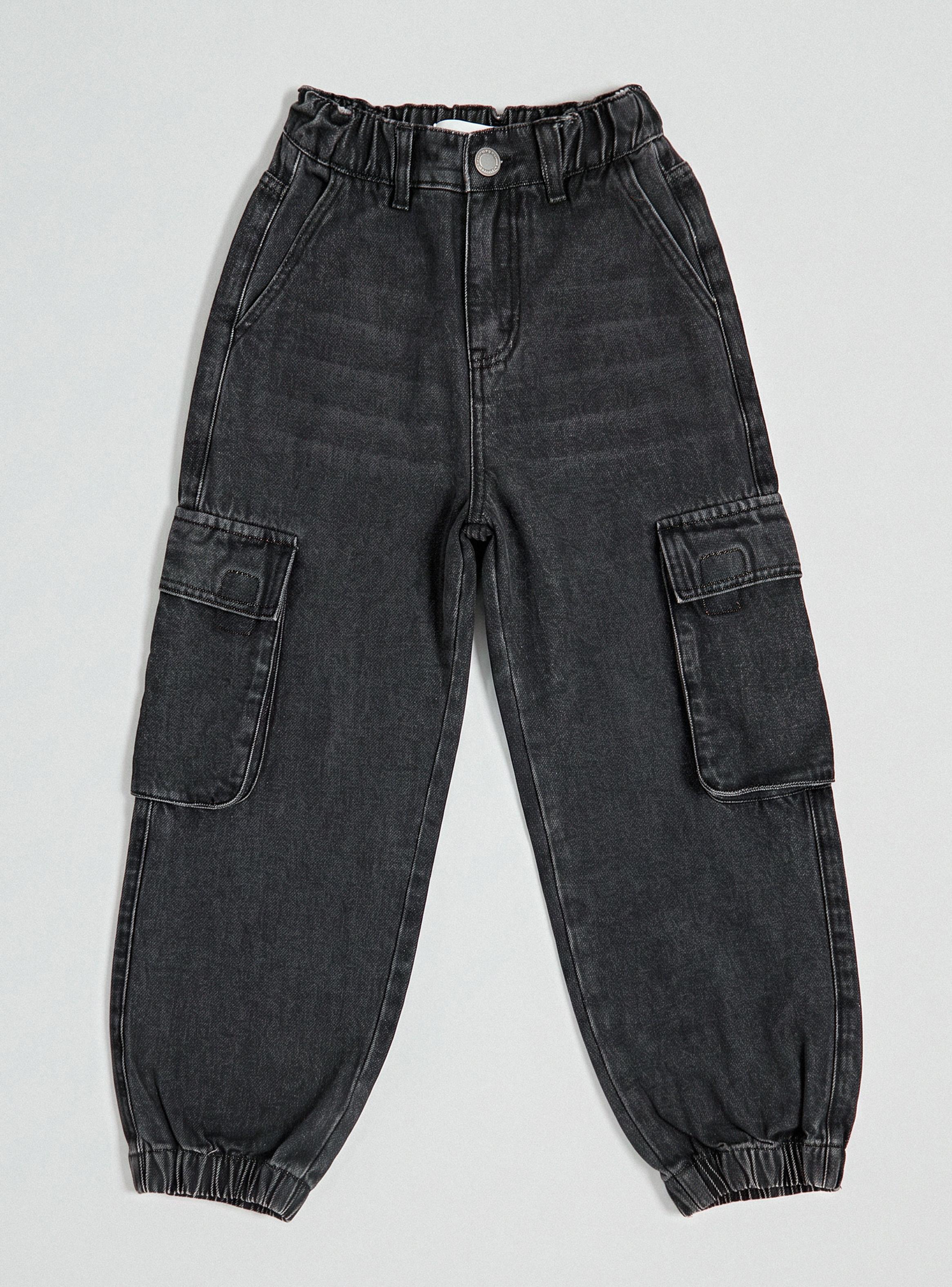Jeans Bolsillo Cargo Detalle Desteñido-1