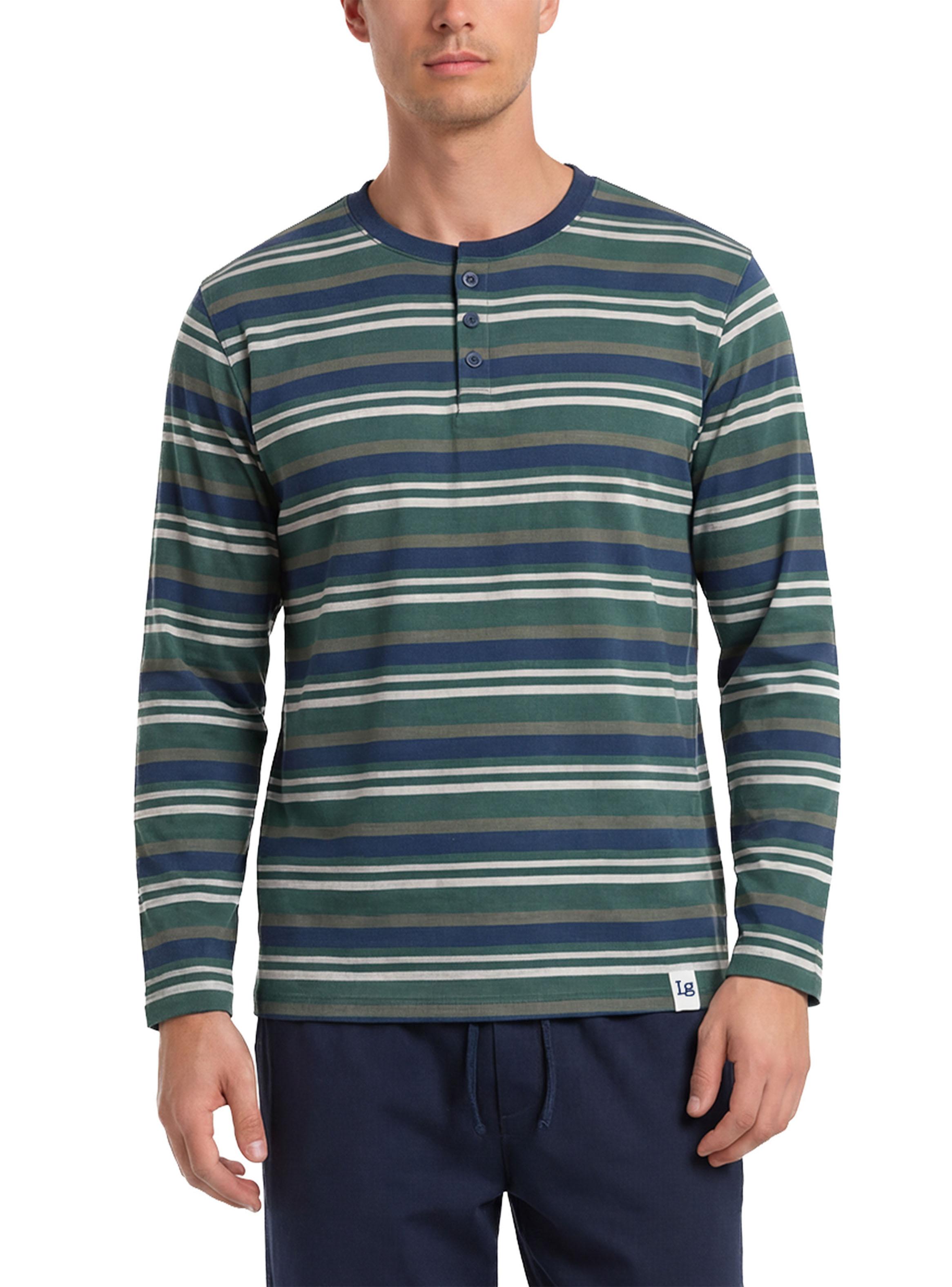 Pijama Largo Cuello Botones Rayas-2