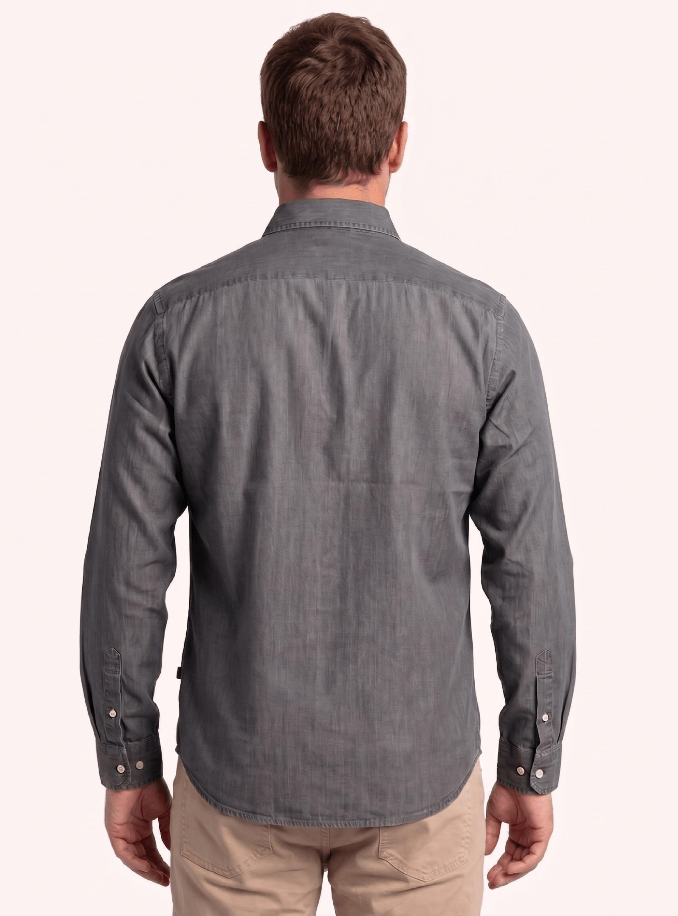 Camisa Denim Manga Larga Botones-1