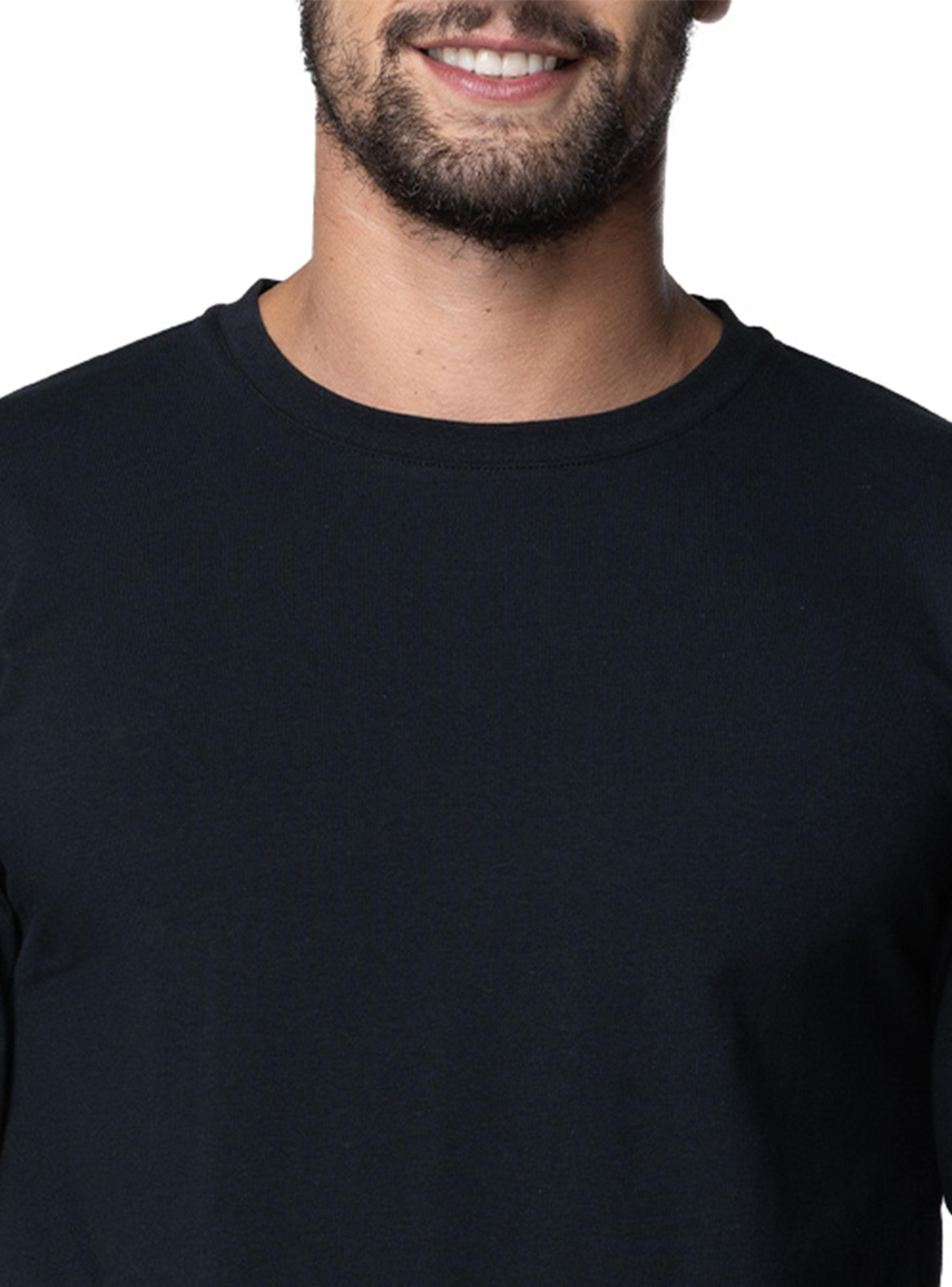 Camiseta Manga Larga Cuello Redondo Algodón Liso-3