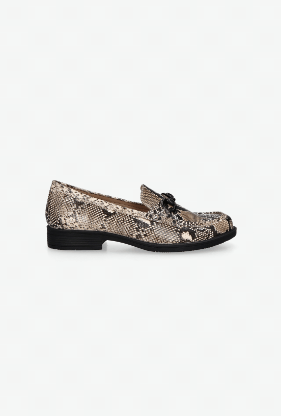 Mocasín PU Diseño Pitón Hebilla Metálica Decorativa Mujer-4