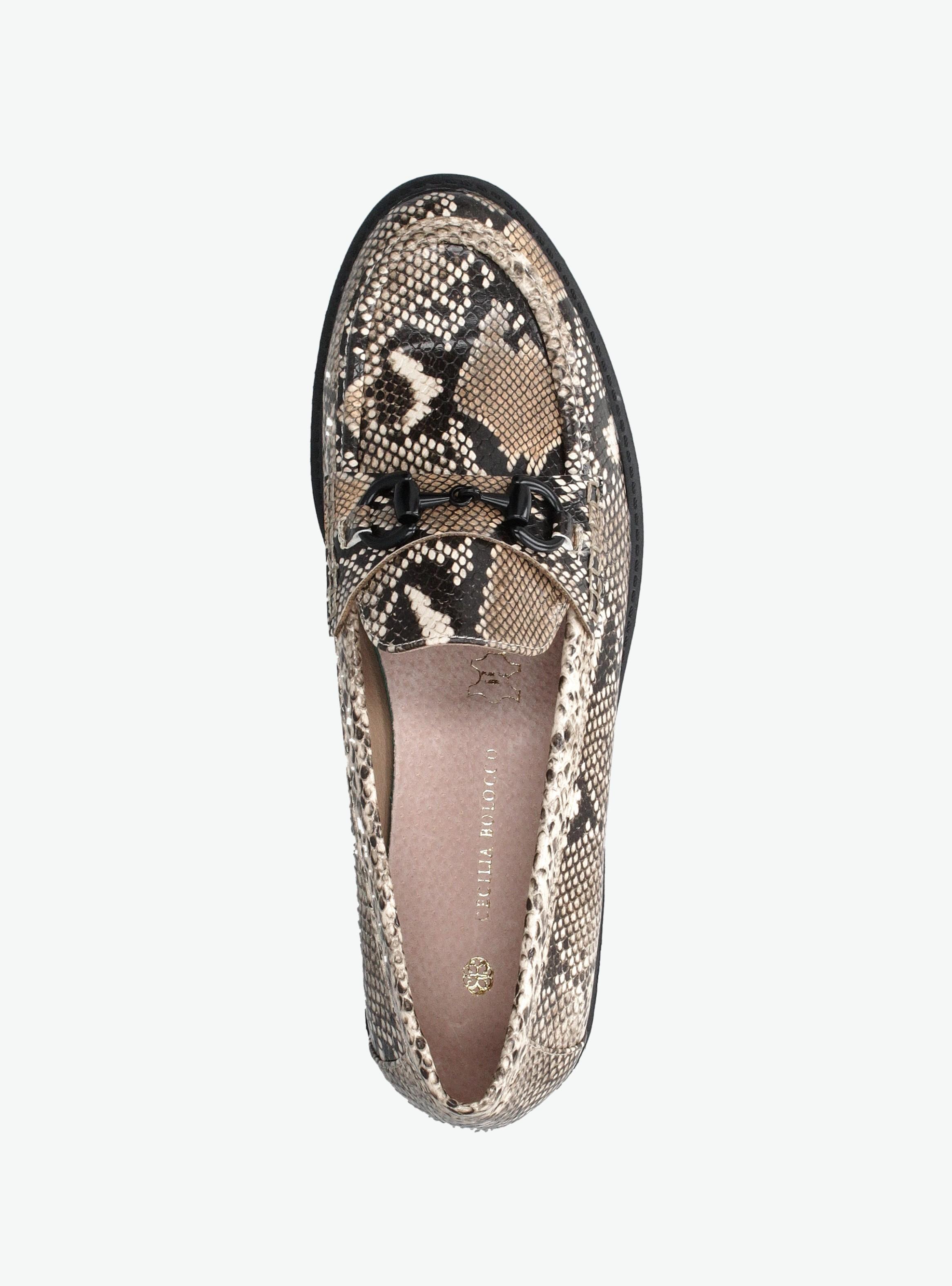 Mocasín PU Diseño Pitón Hebilla Metálica Decorativa Mujer-3