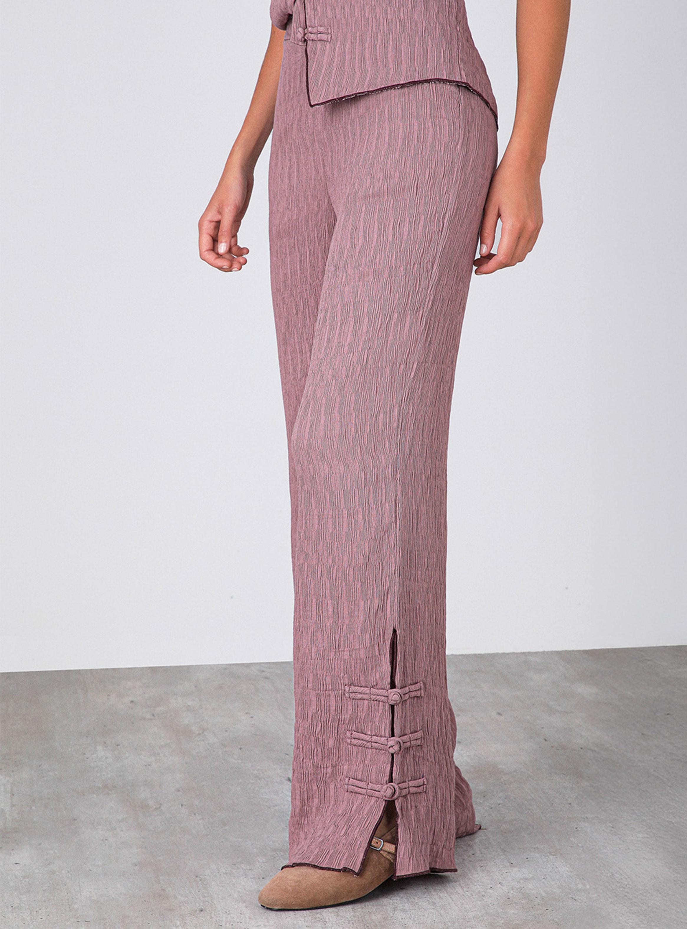 Pantalón Abertura Botón Lateral Rose-3