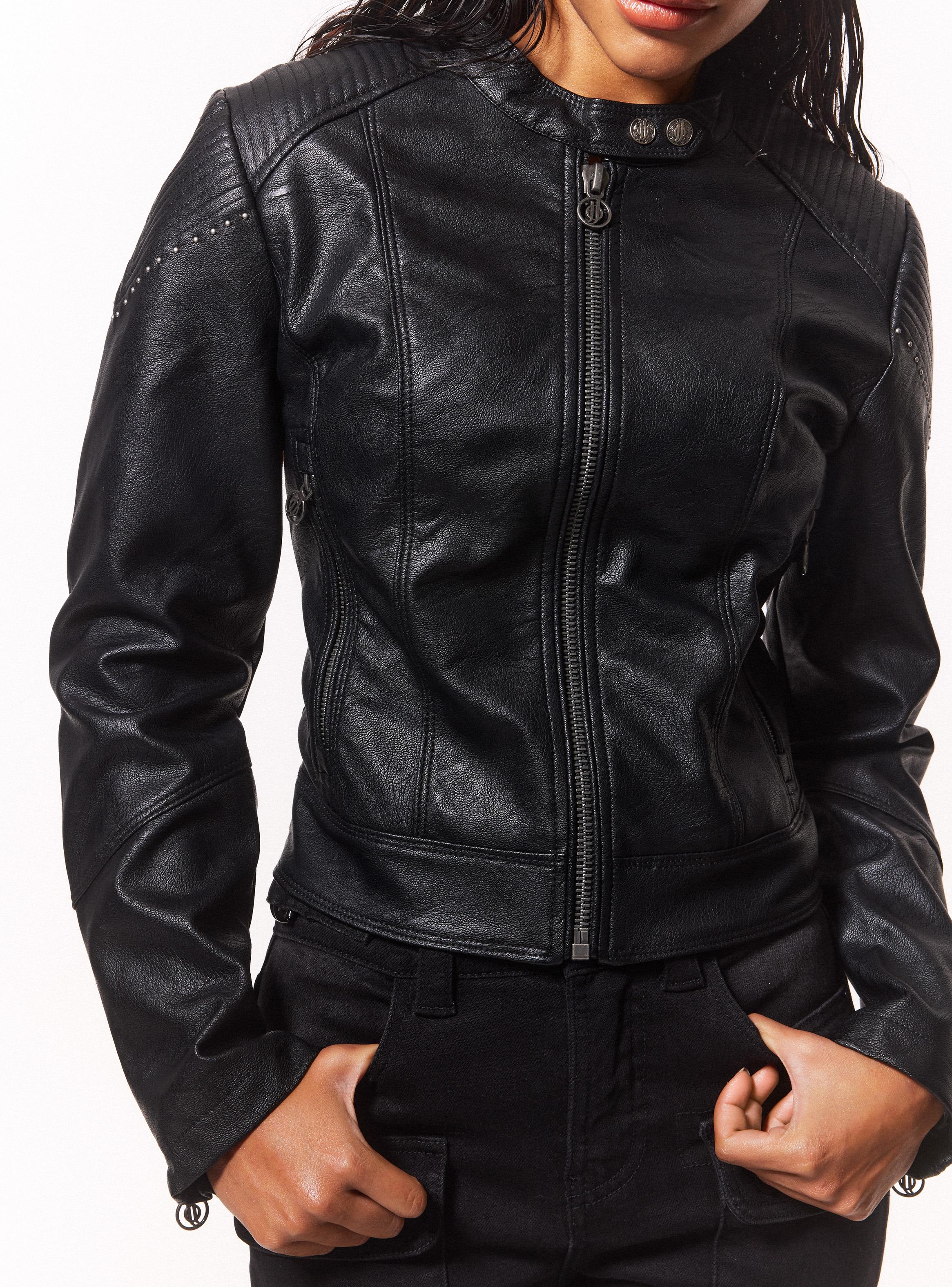 Chaqueta Cuello Mao Simil Cuero-3