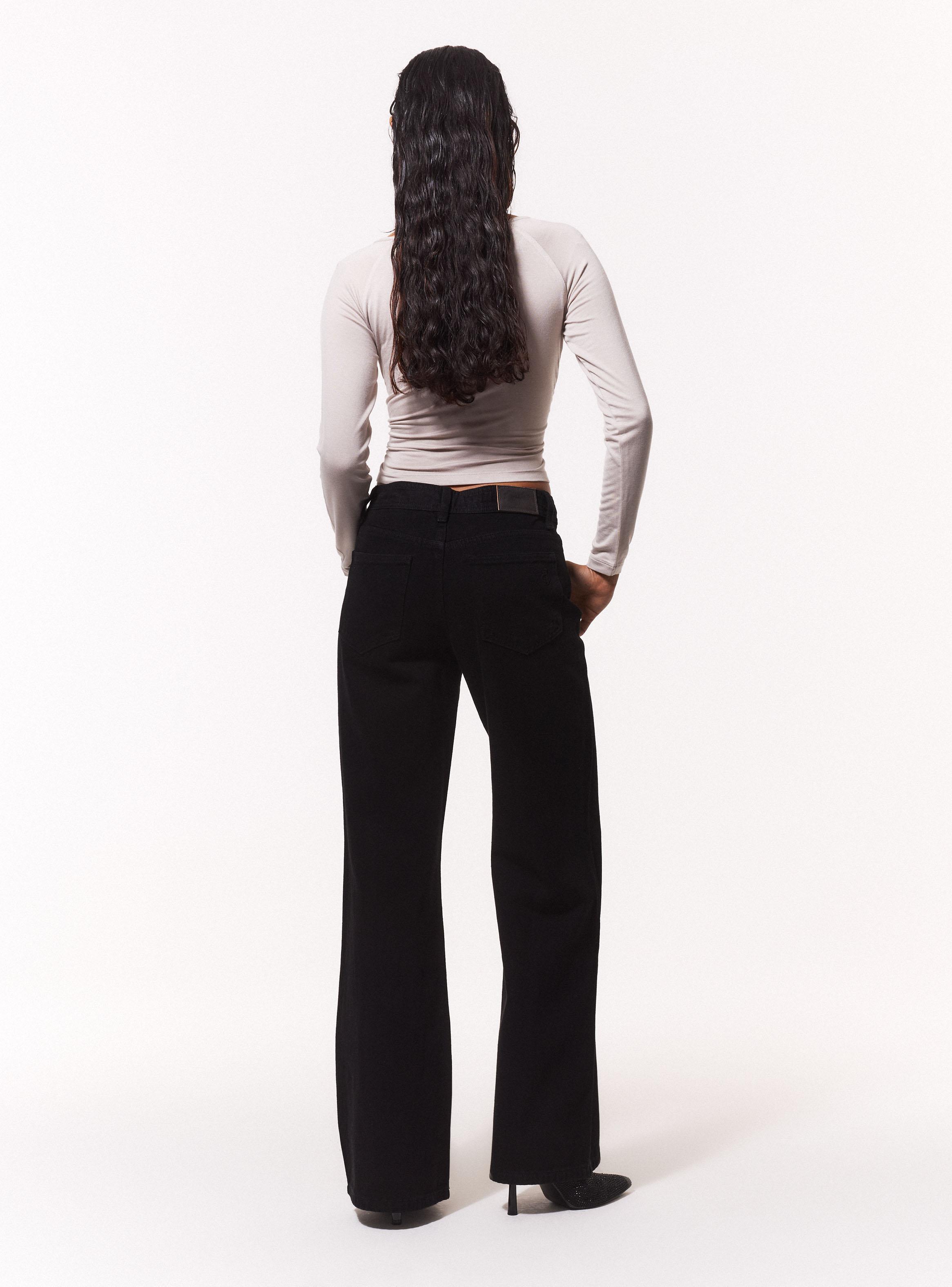 Jeans Wide Leg con Pretina Rebeca con Corte Central-5