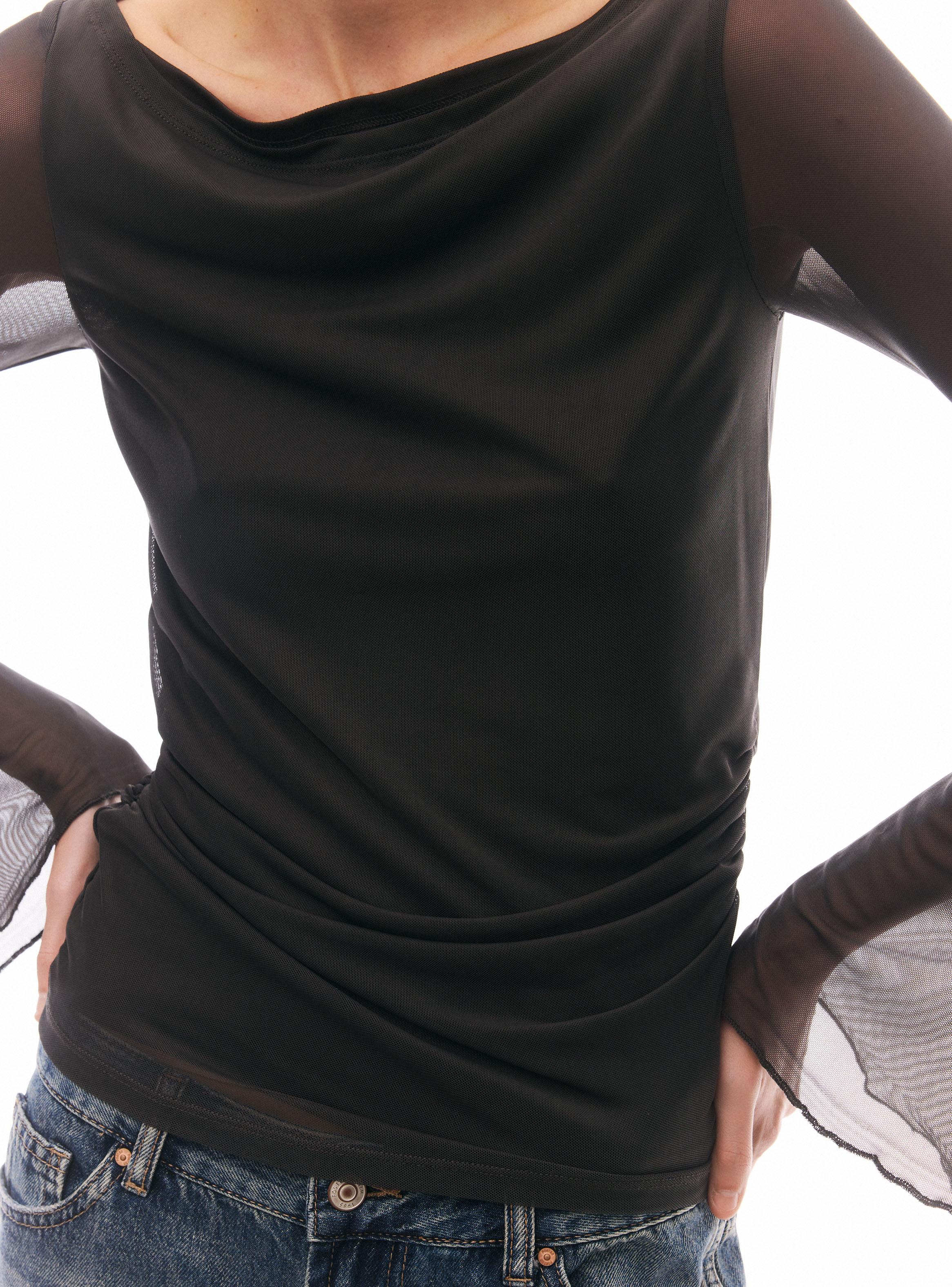 Polera Malla Efecto Drapeado-3