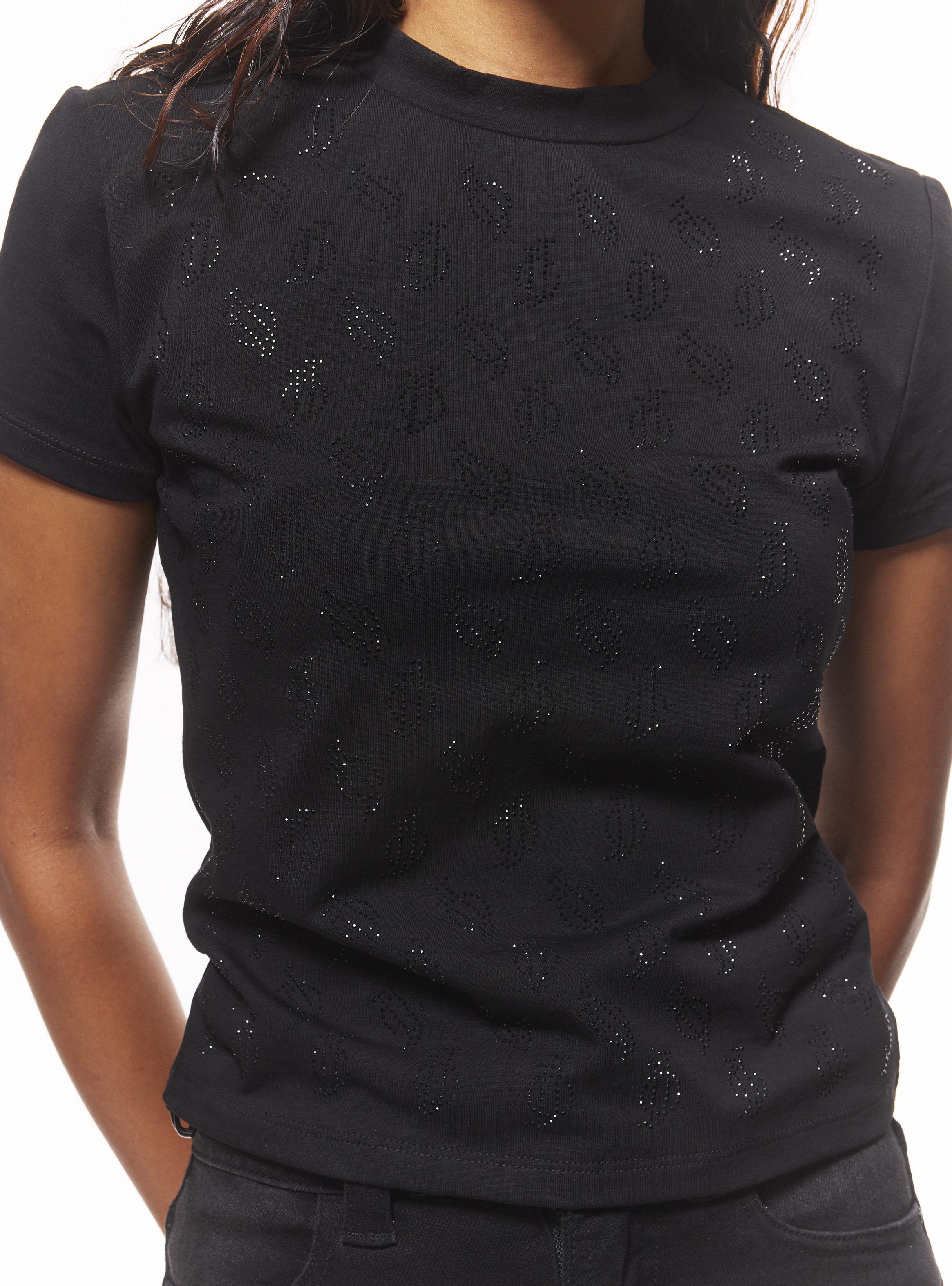 Polera Cuello Alto con Full Print de Strass-3