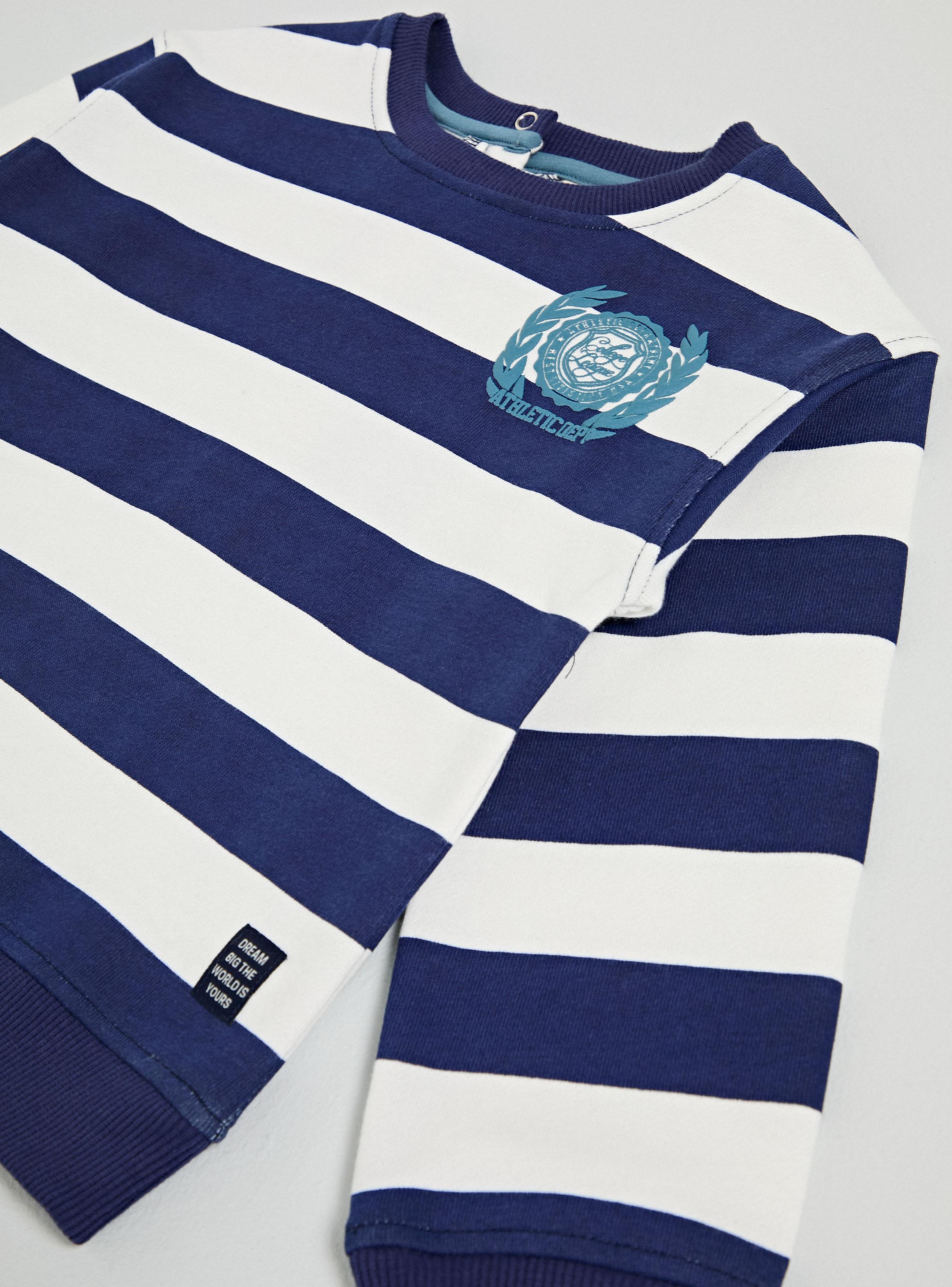 Polerón Rayado con Estampado Varsity Niño-3