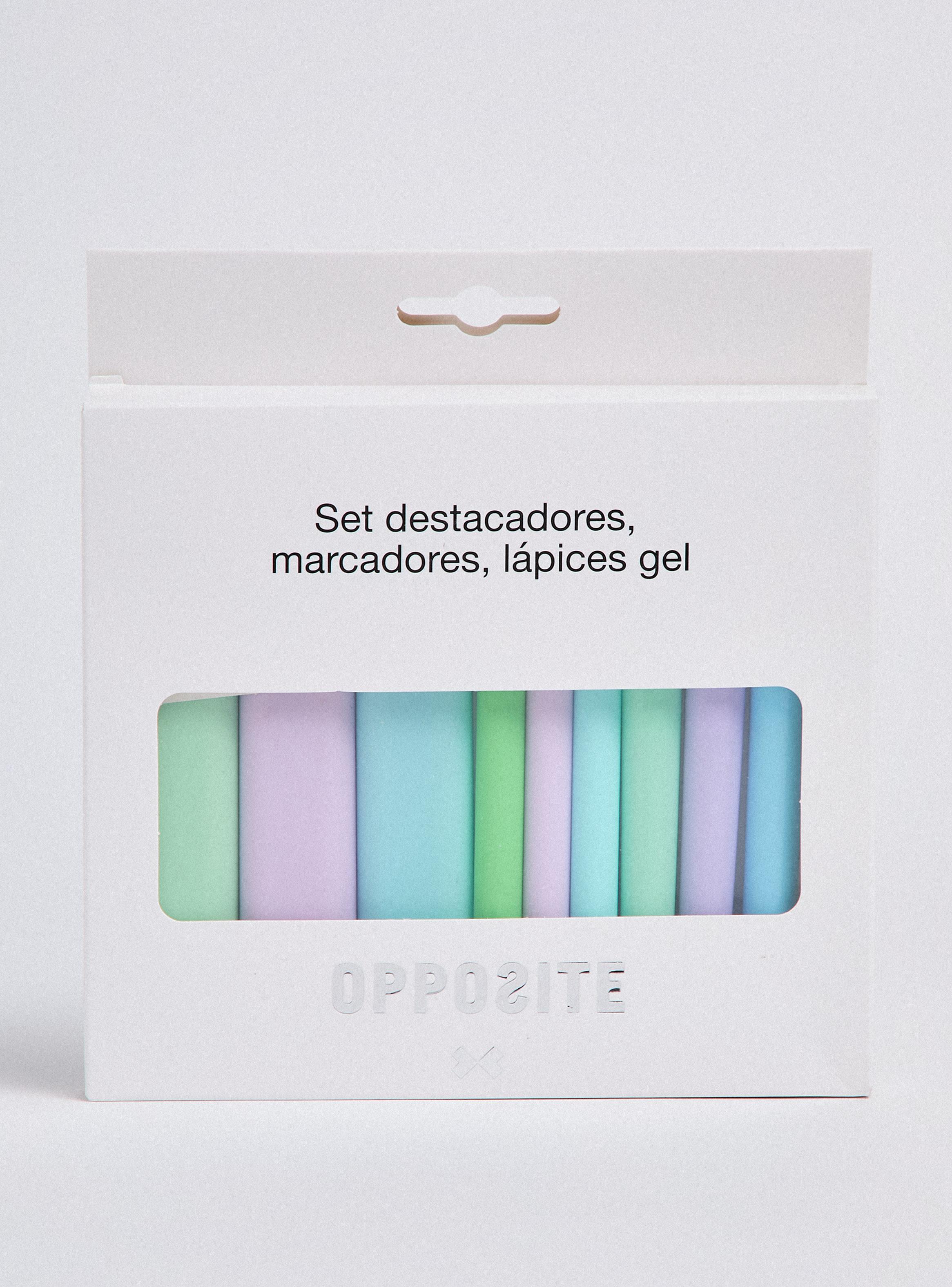 Set de Accesorios 9 Lápices de Gel, Destacador y Marcador-2
