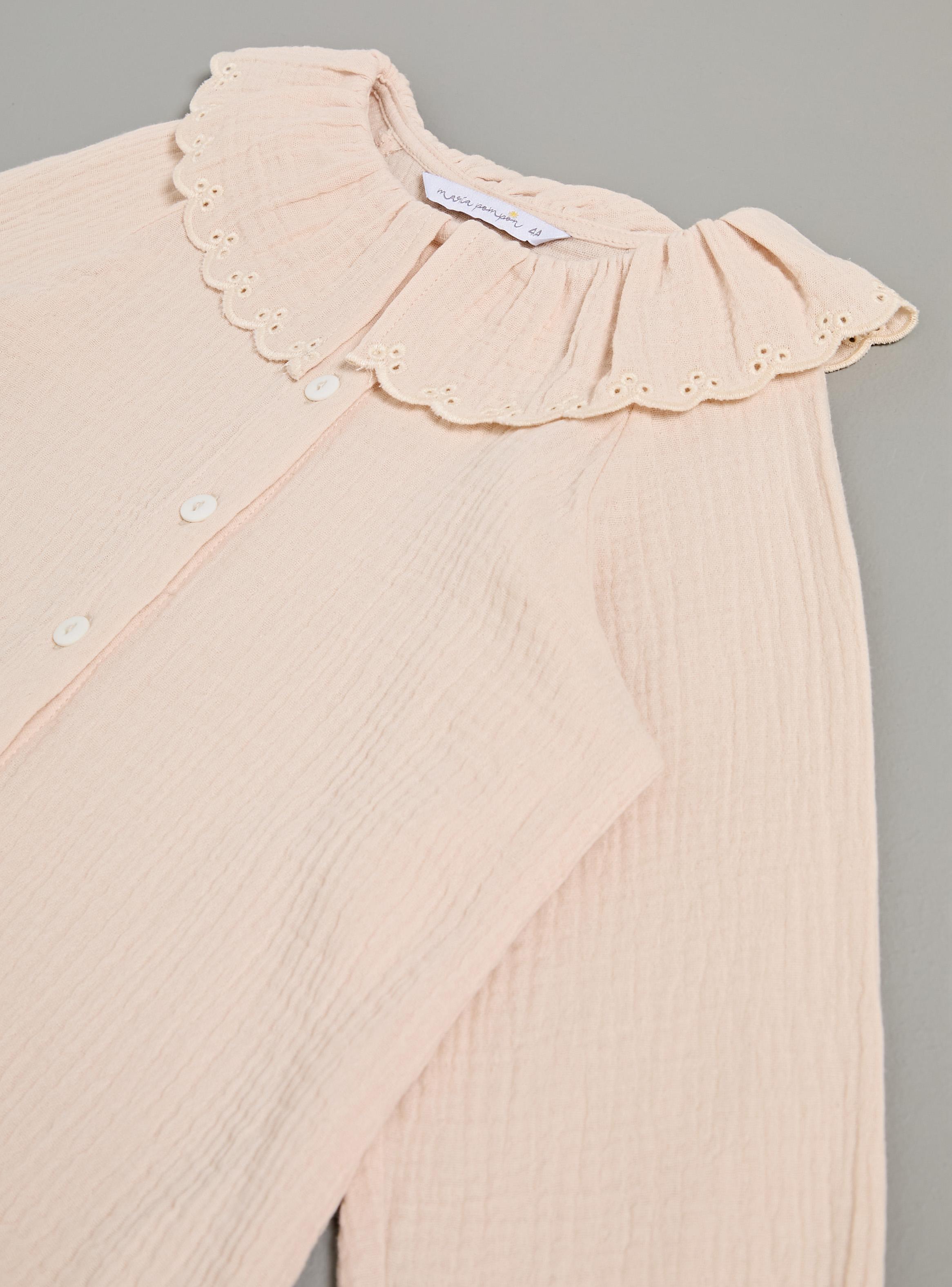 Blusa con Botones y Cuello Broderie-3