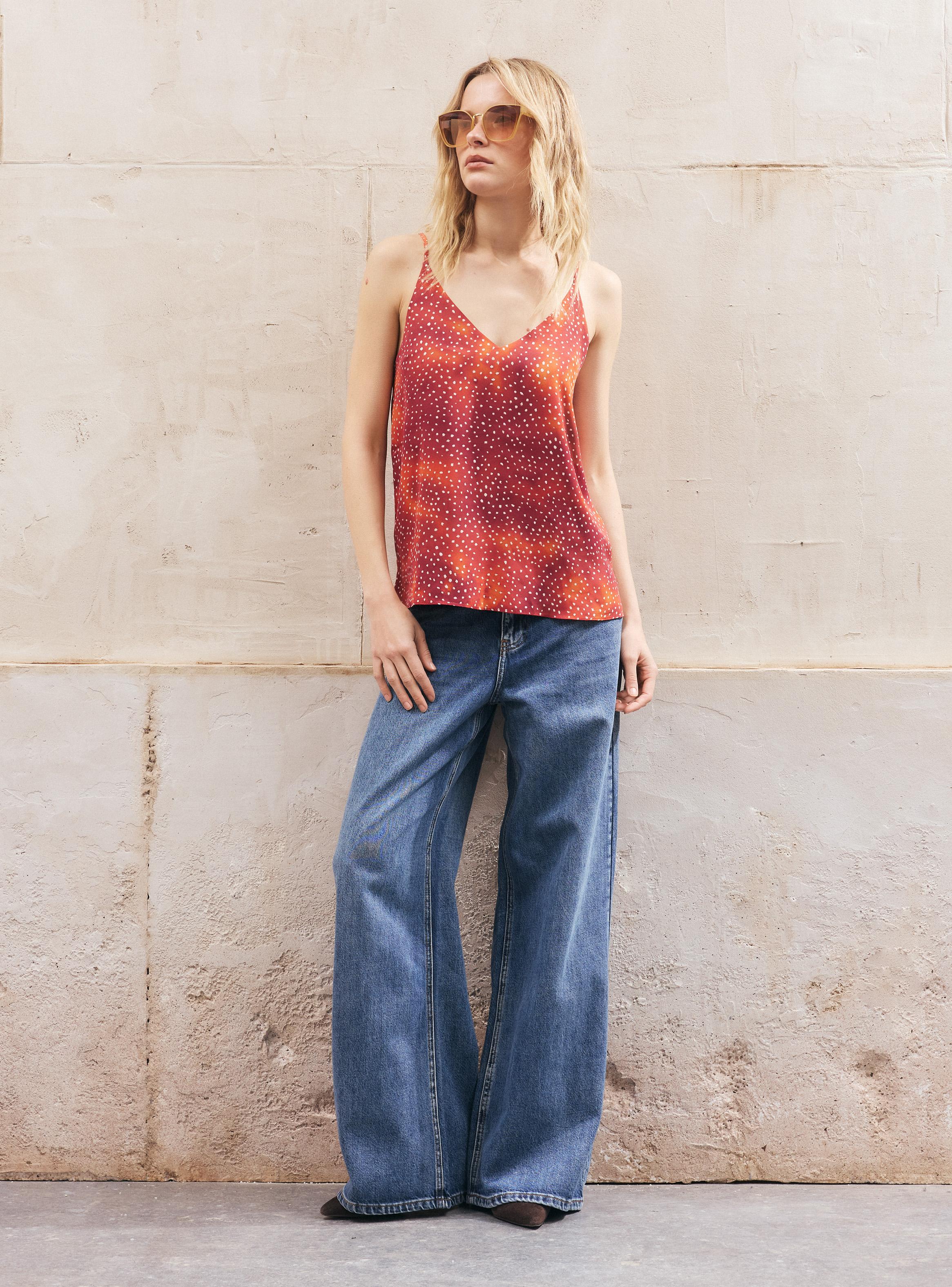 Blusa Doble Capa Tirantes Finos Estampada-4