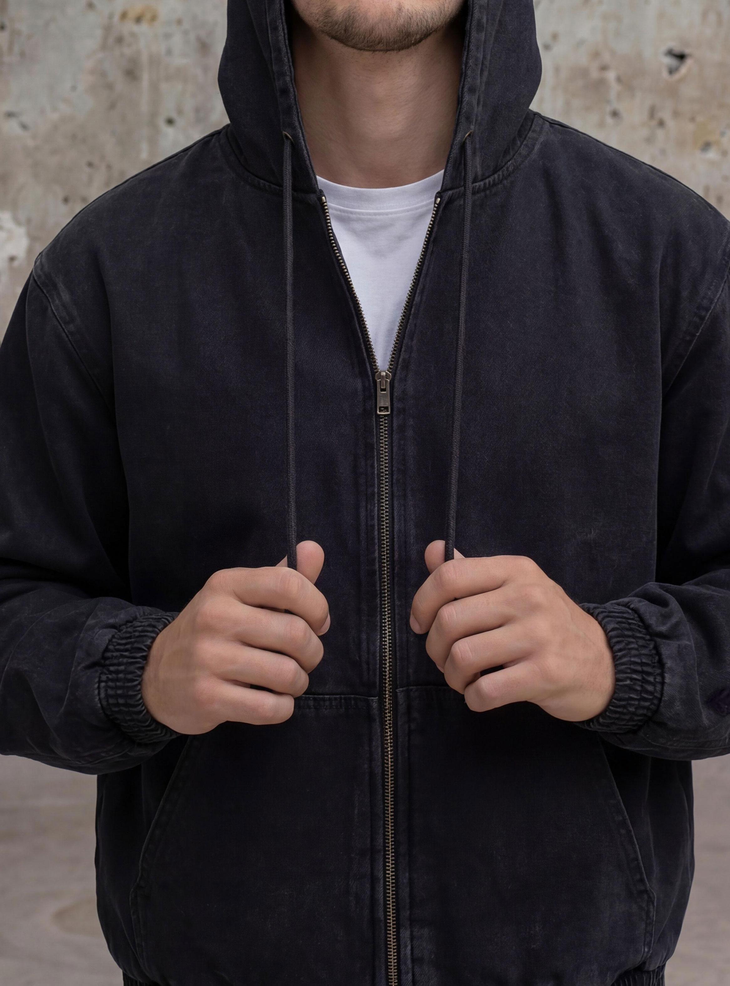 Chaqueta Denim Lavada con Capucha-3