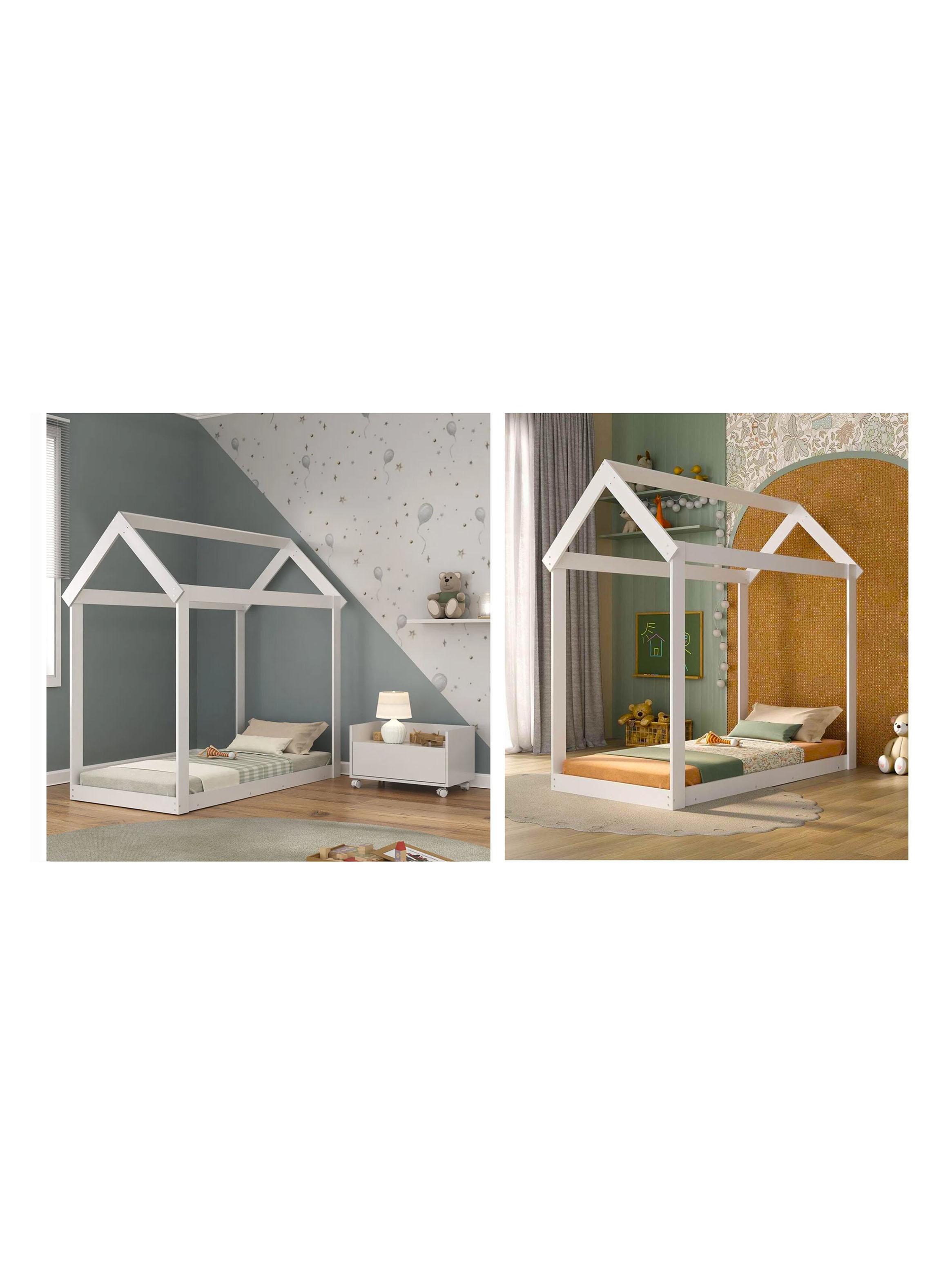 Cama Casita Montessori Cariño Blanca-3