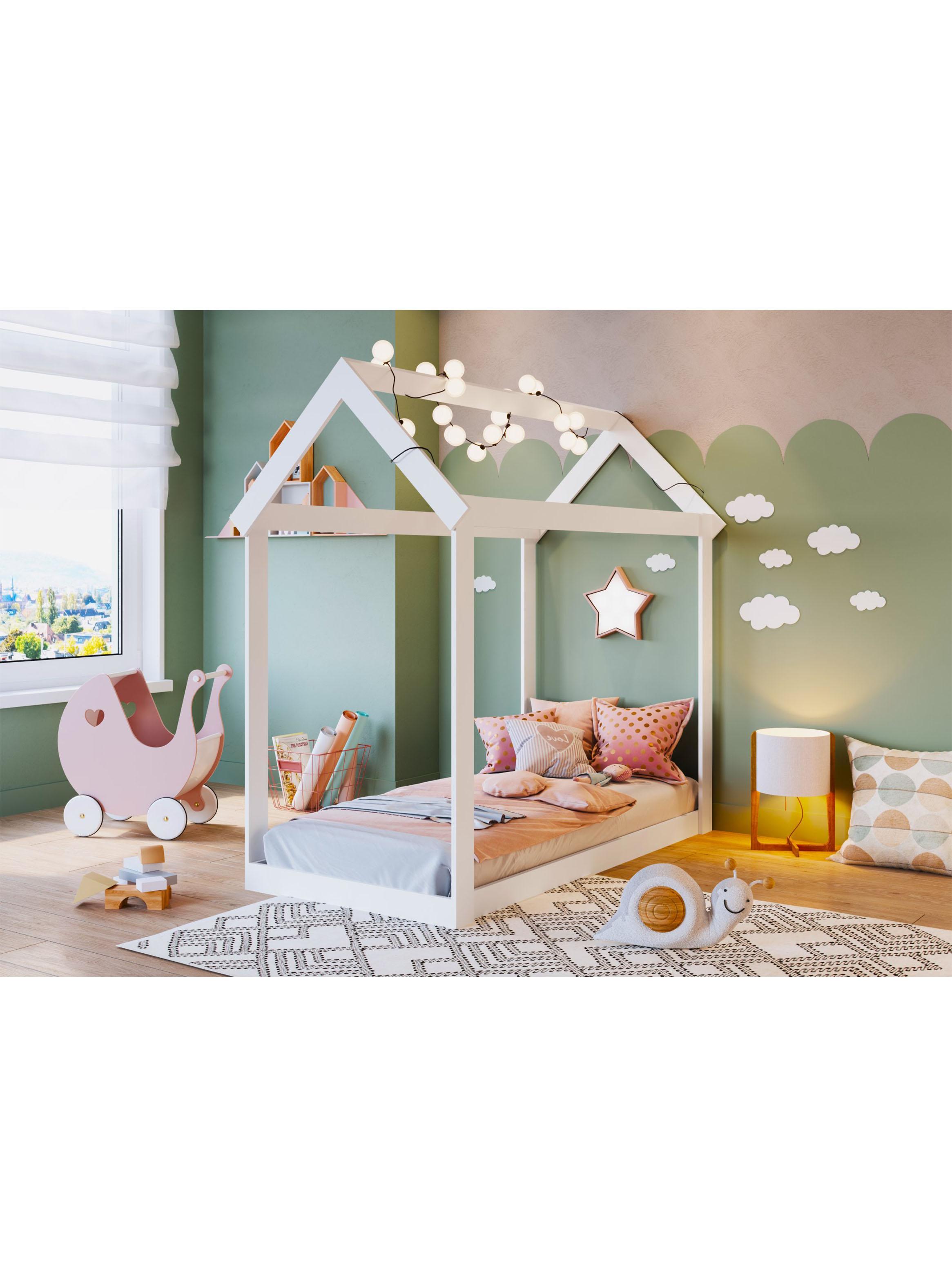 Cama Casita Montessori Cariño Blanca-4