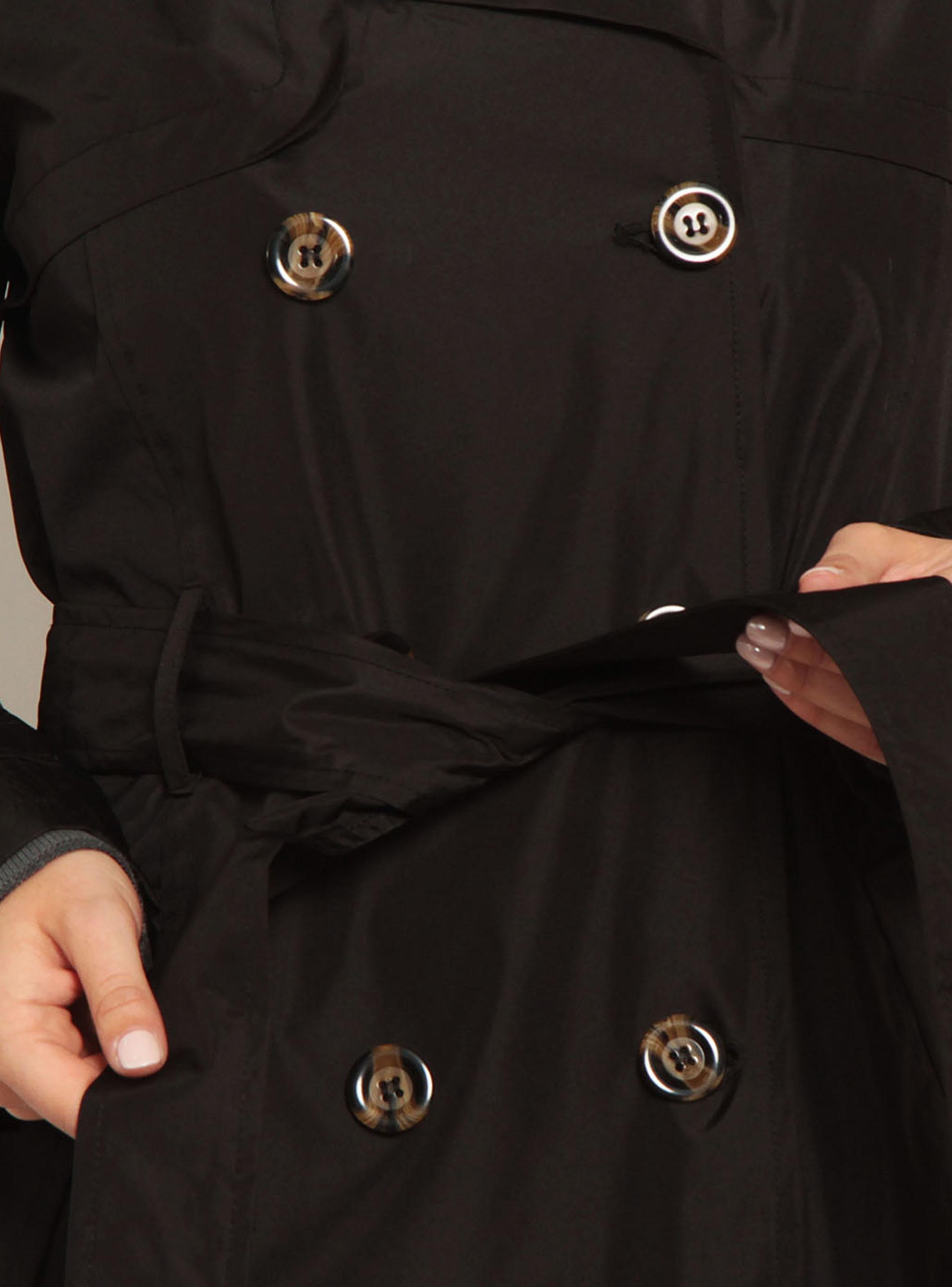 Trench Impermeable Manga Larga con Lazo en Cintura-2