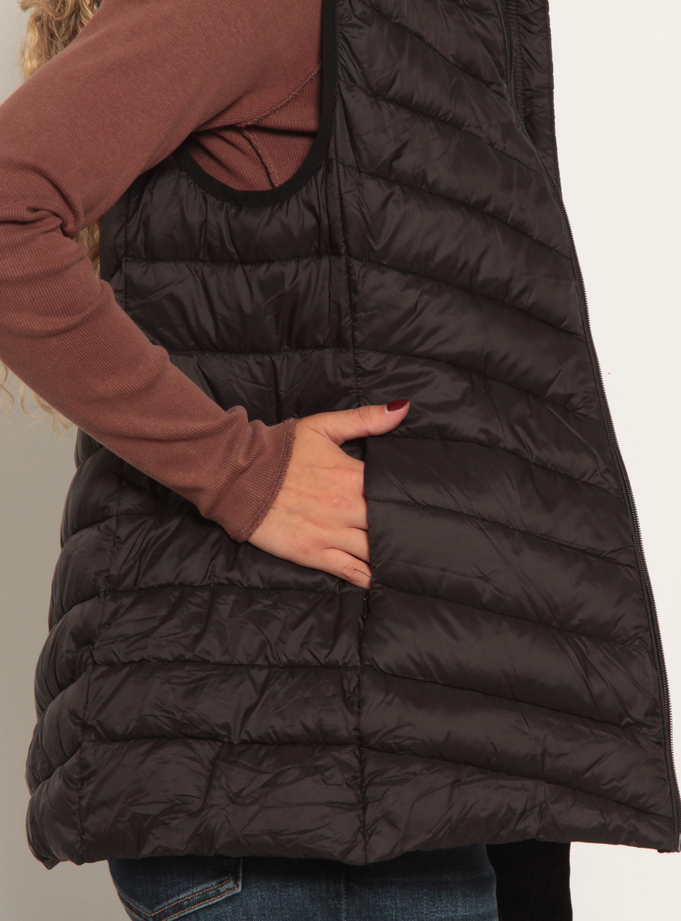 Parka Sólida con Cierre en Delantero y Bolsillos-2