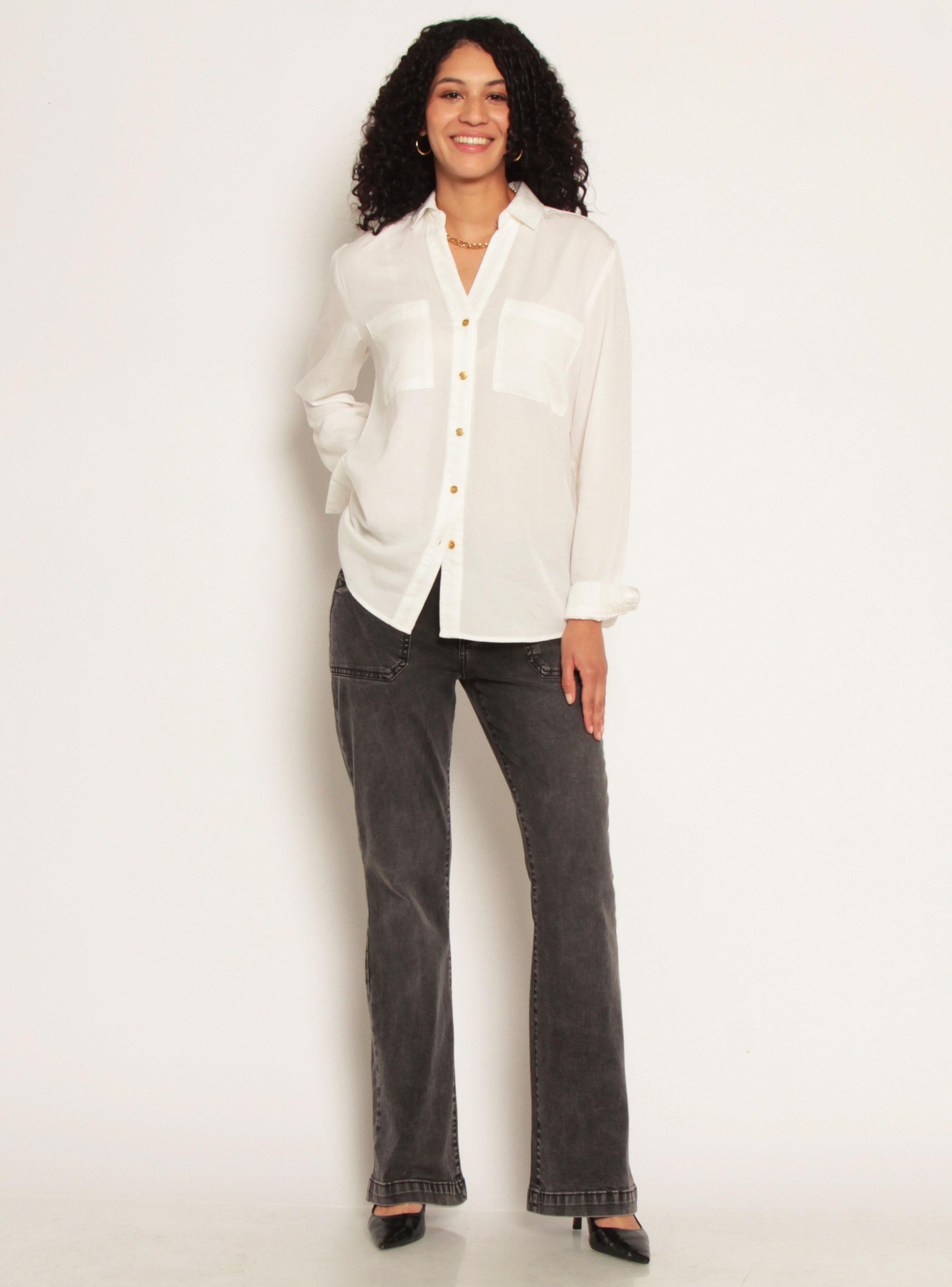 Blusa Manga Larga Tencel Abotonada en Delantero-3