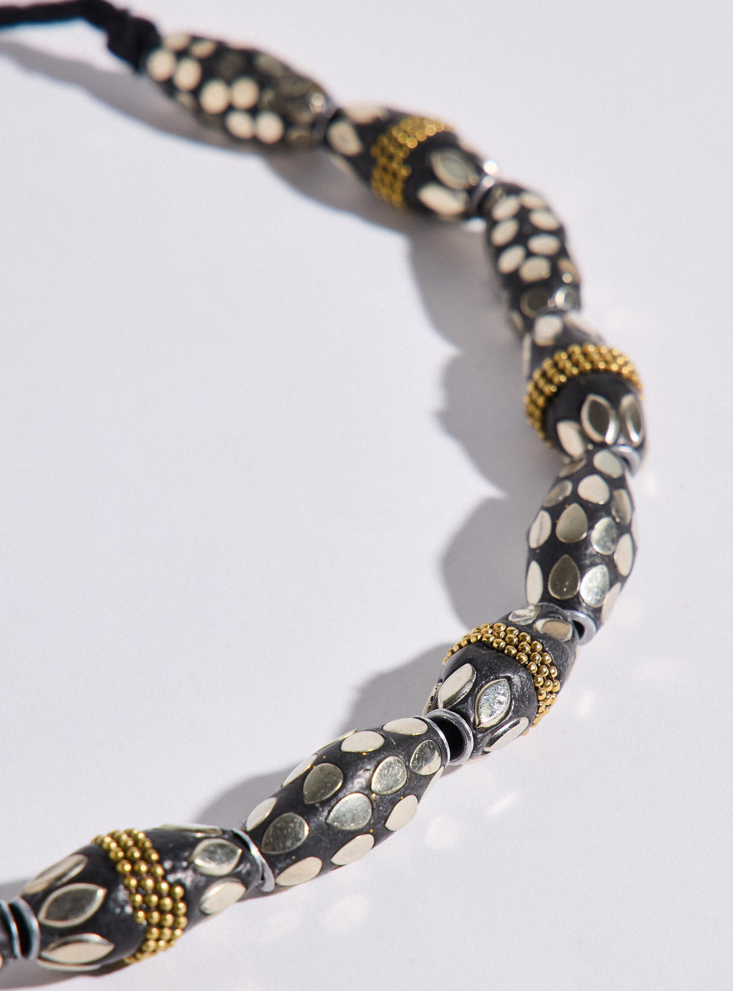 Collar Mostacillas Grandes y Textil-3