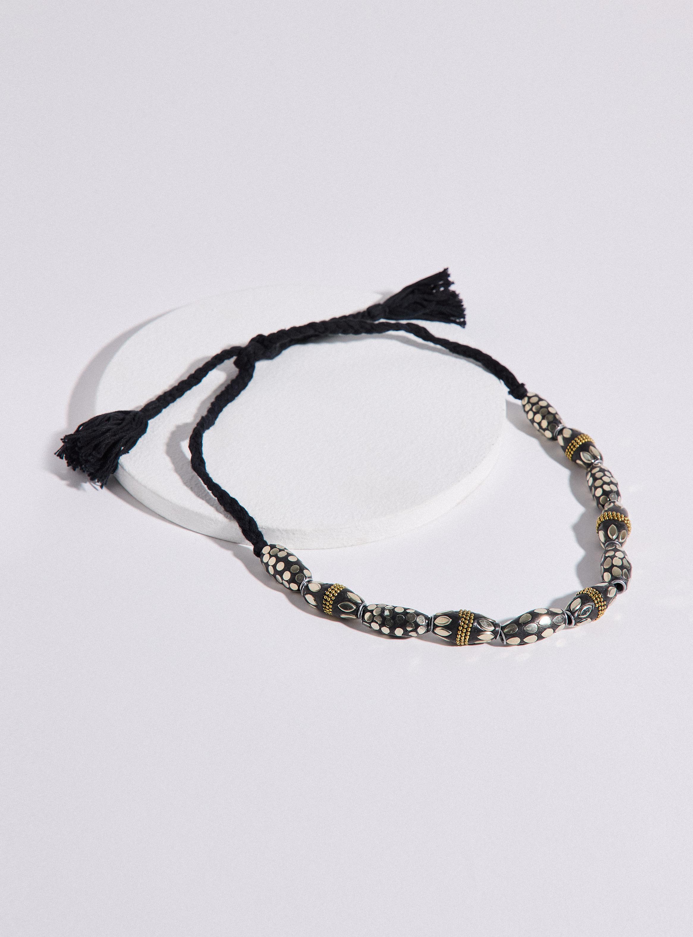 Collar Mostacillas Grandes y Textil-2