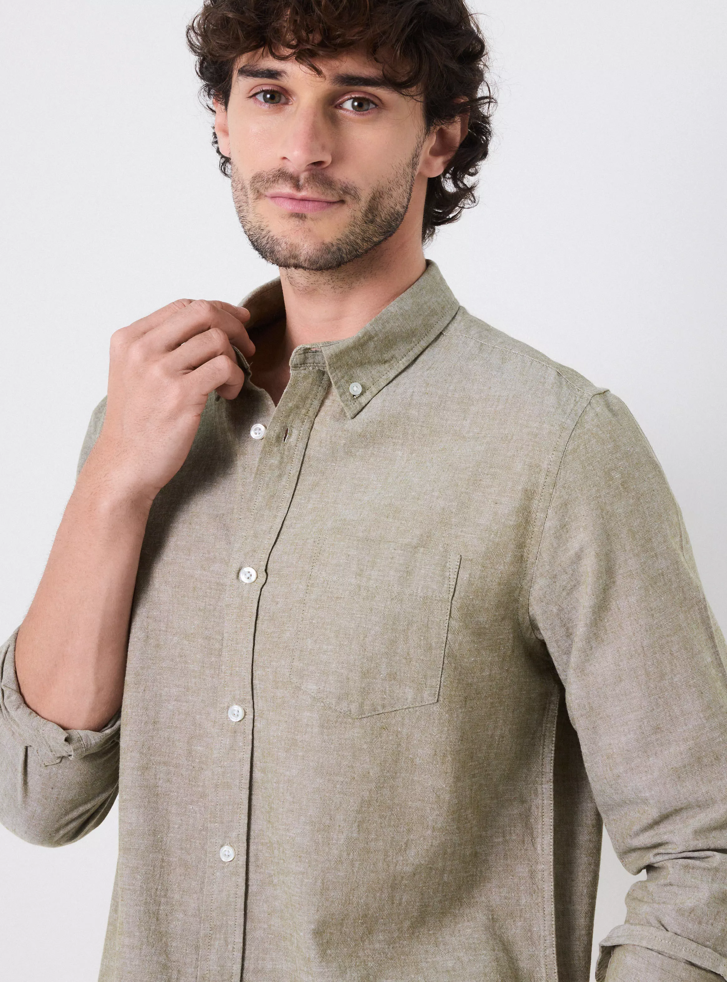 Camisa Manga Larga Lino y Algodón-2