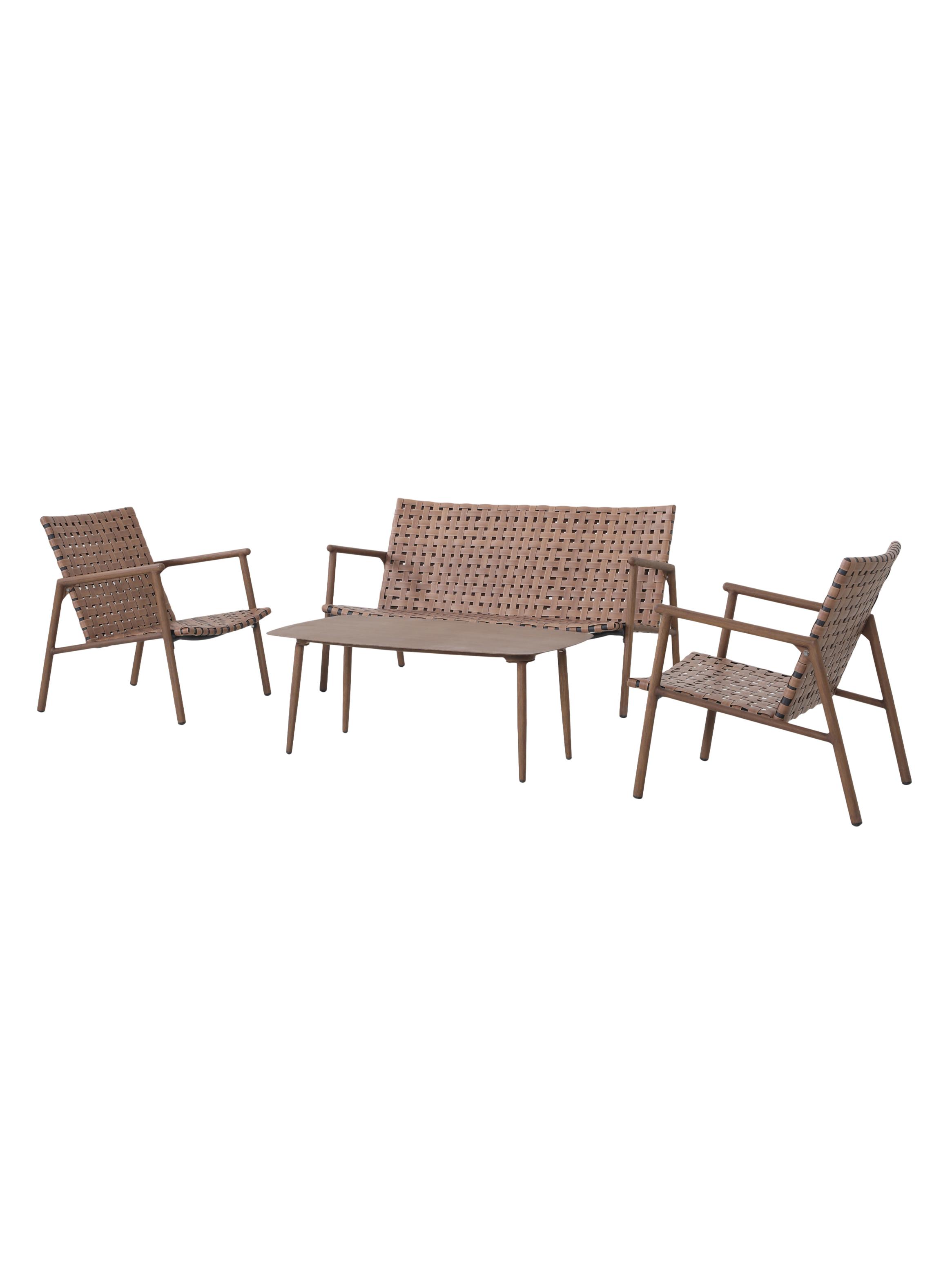 Set de Living Simil Cuero 4 Piezas Macarelleta-2