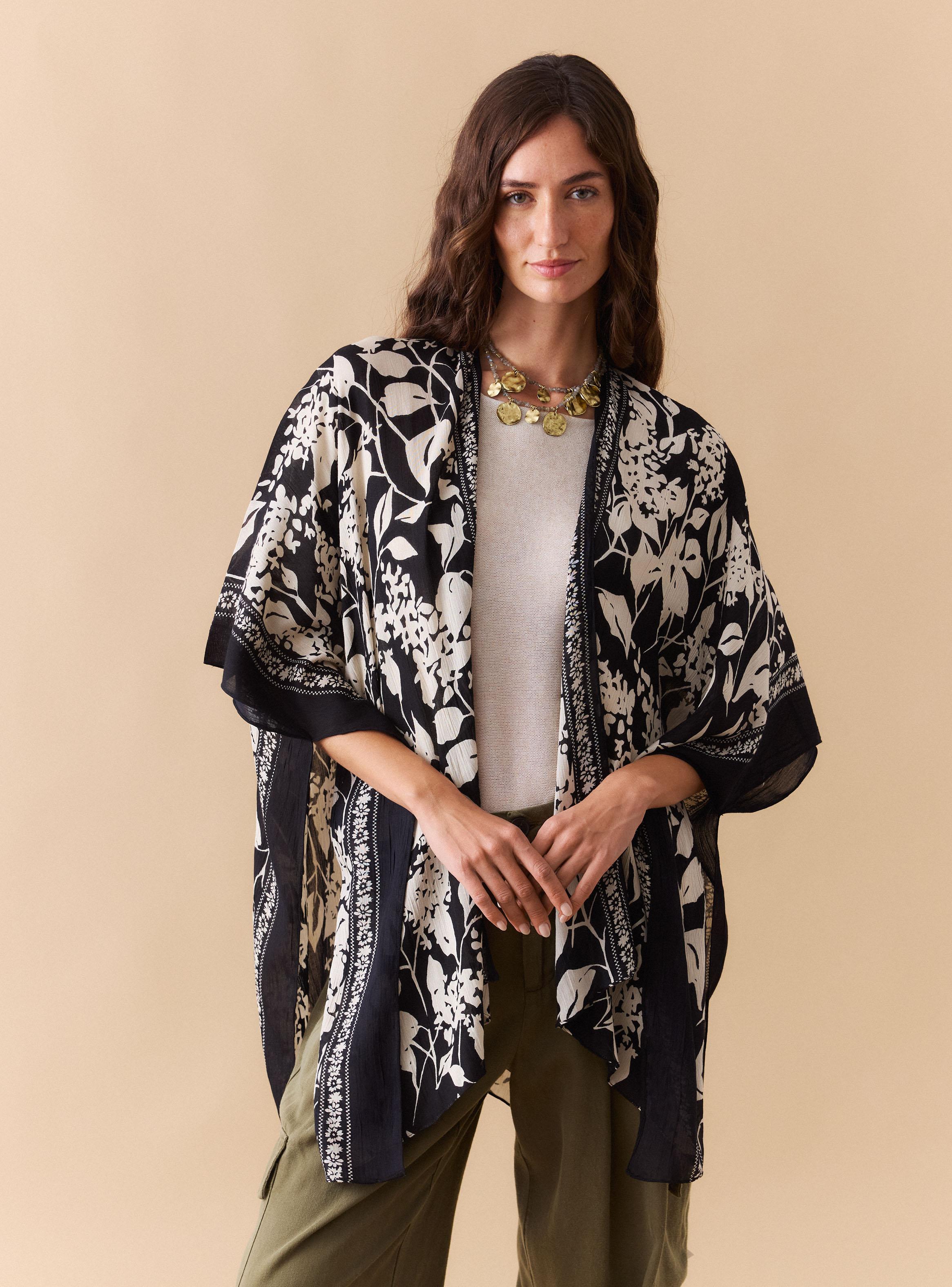 Kimono Estampado Bicolor Floral-0