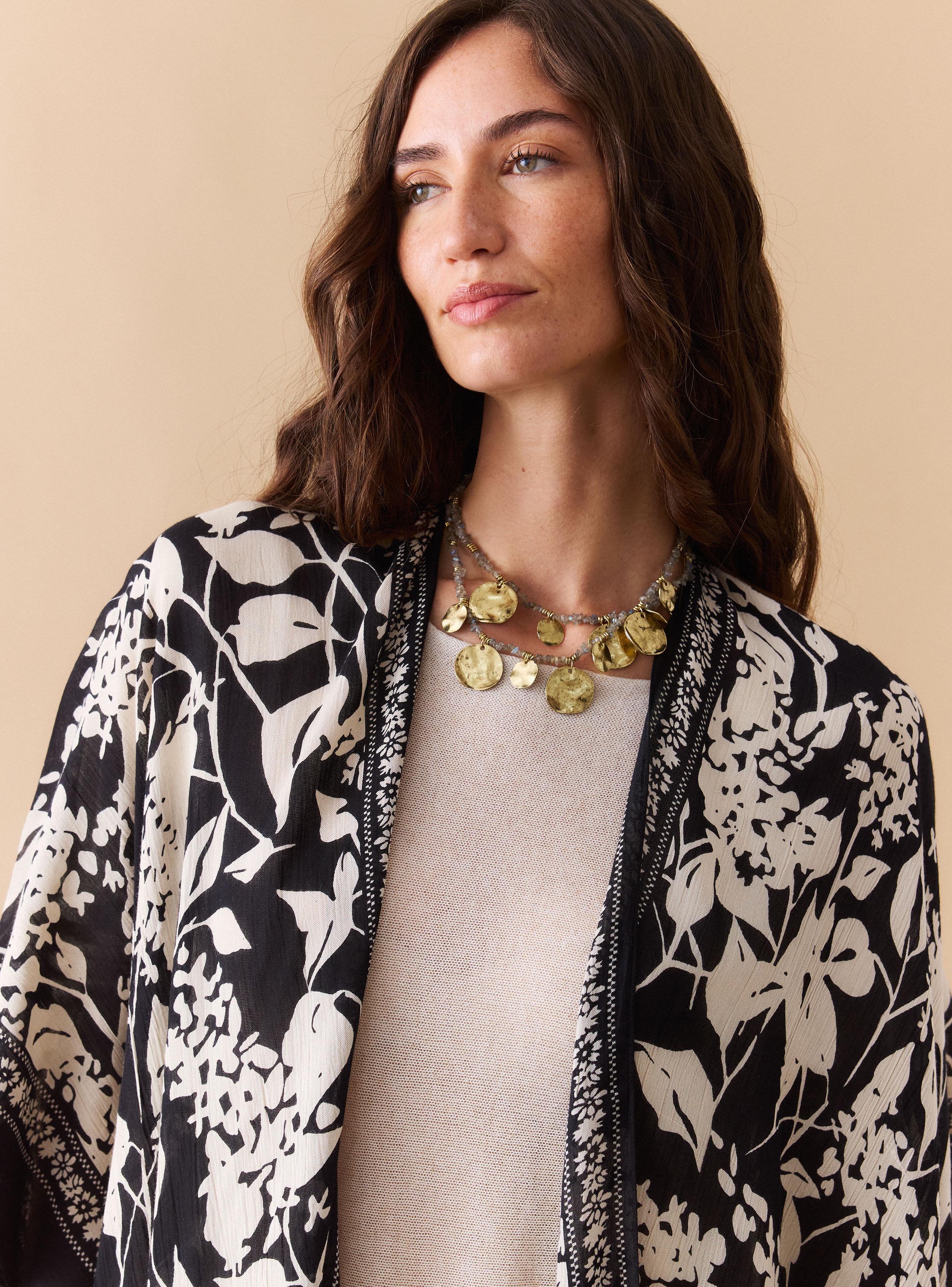 Kimono Estampado Bicolor Floral-1
