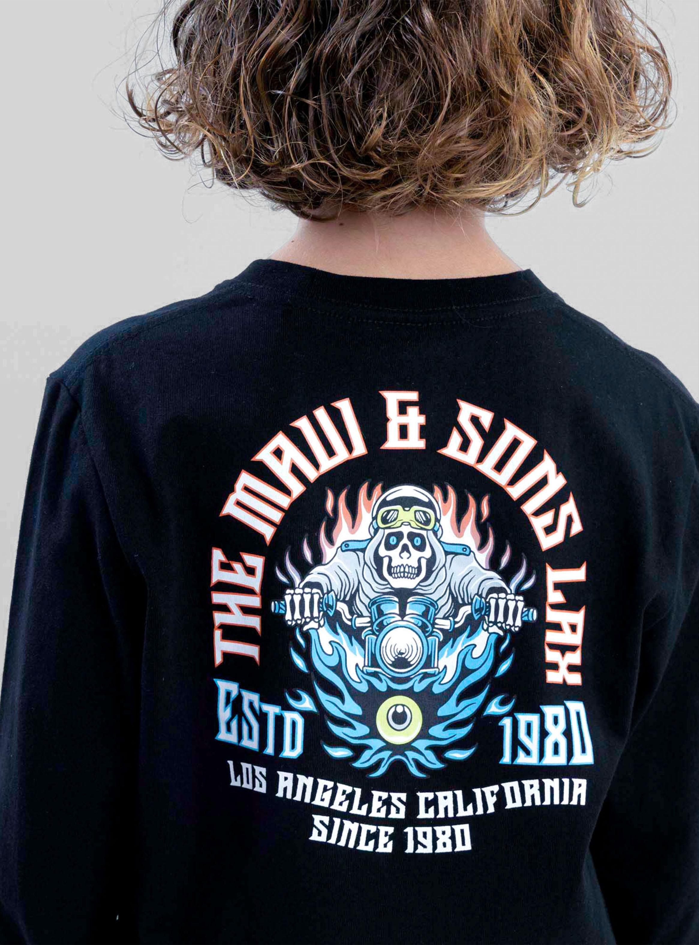 Polera Manga Larga Skull Motorbike Black-5
