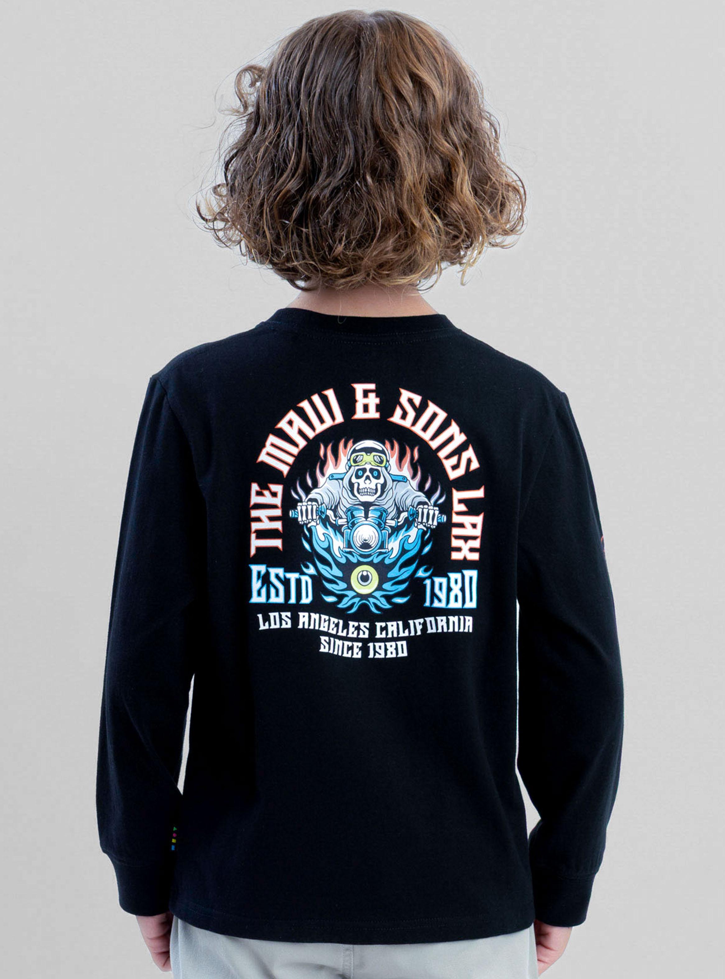 Polera Manga Larga Skull Motorbike Black-1