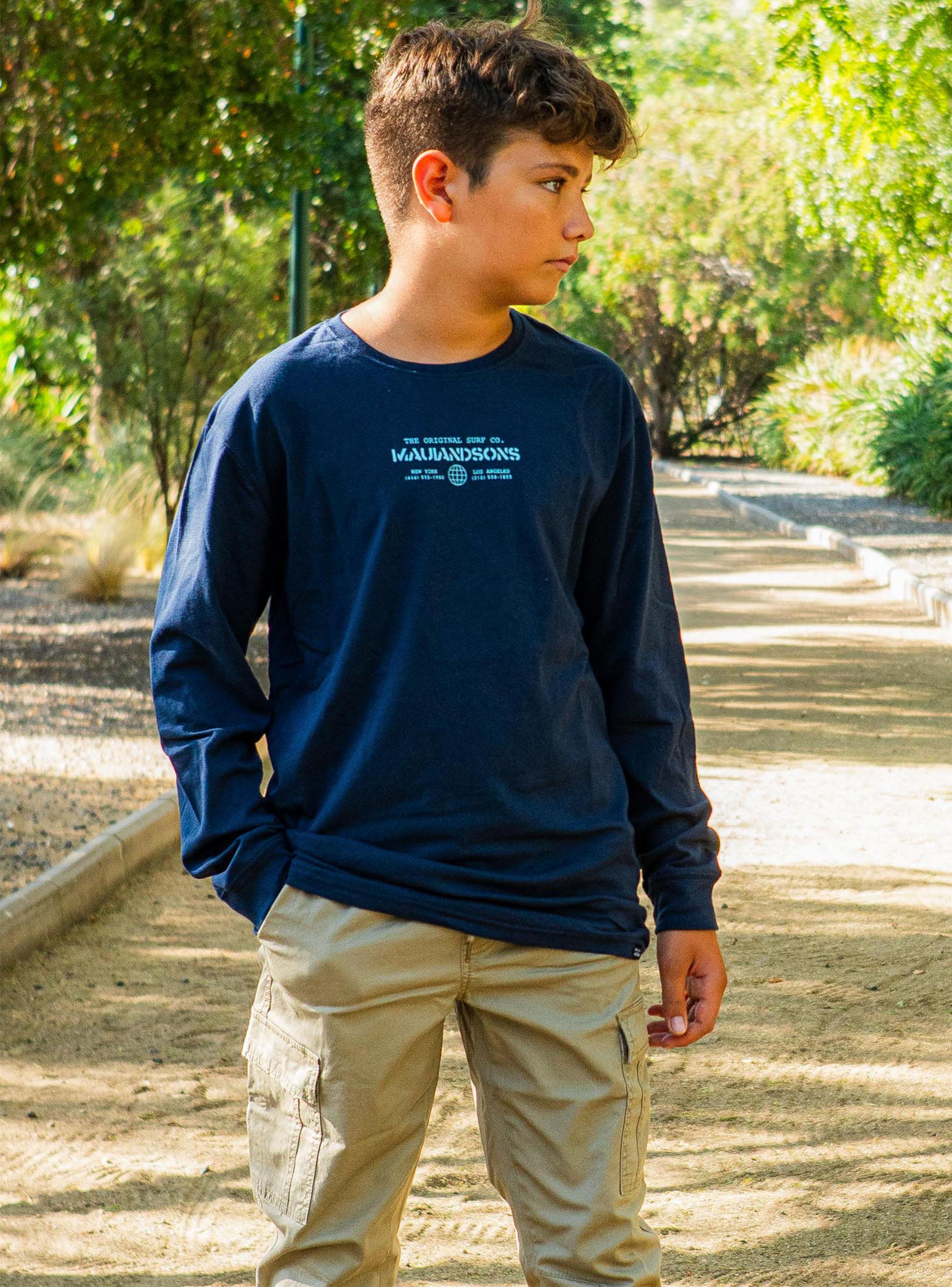 Polera Manga Larga Liso Navy-5