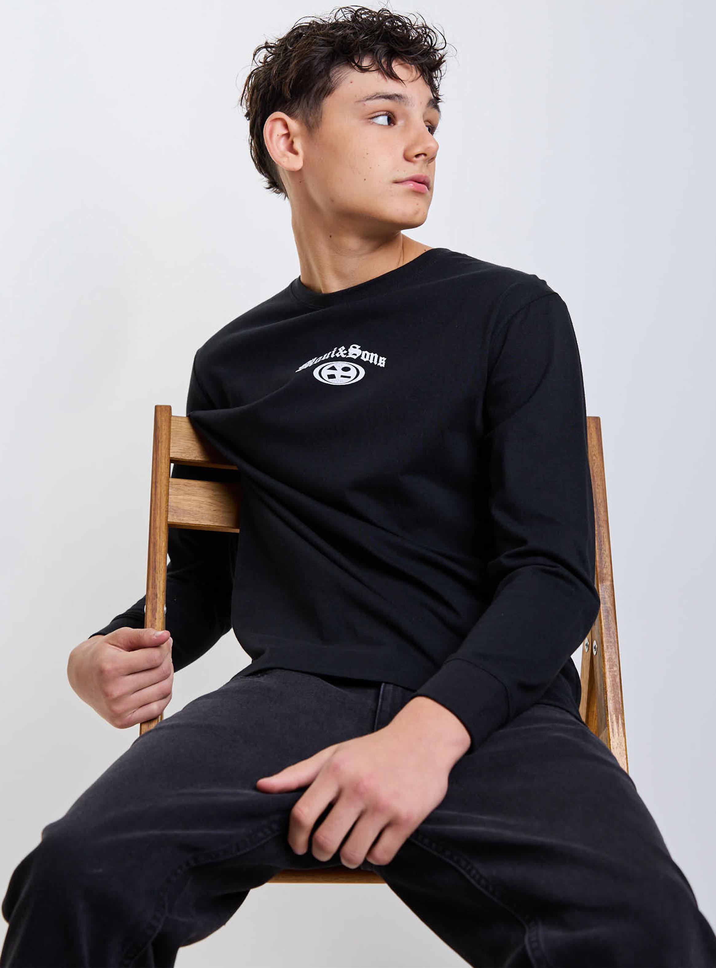 Polera Manga Larga Liso Black-5