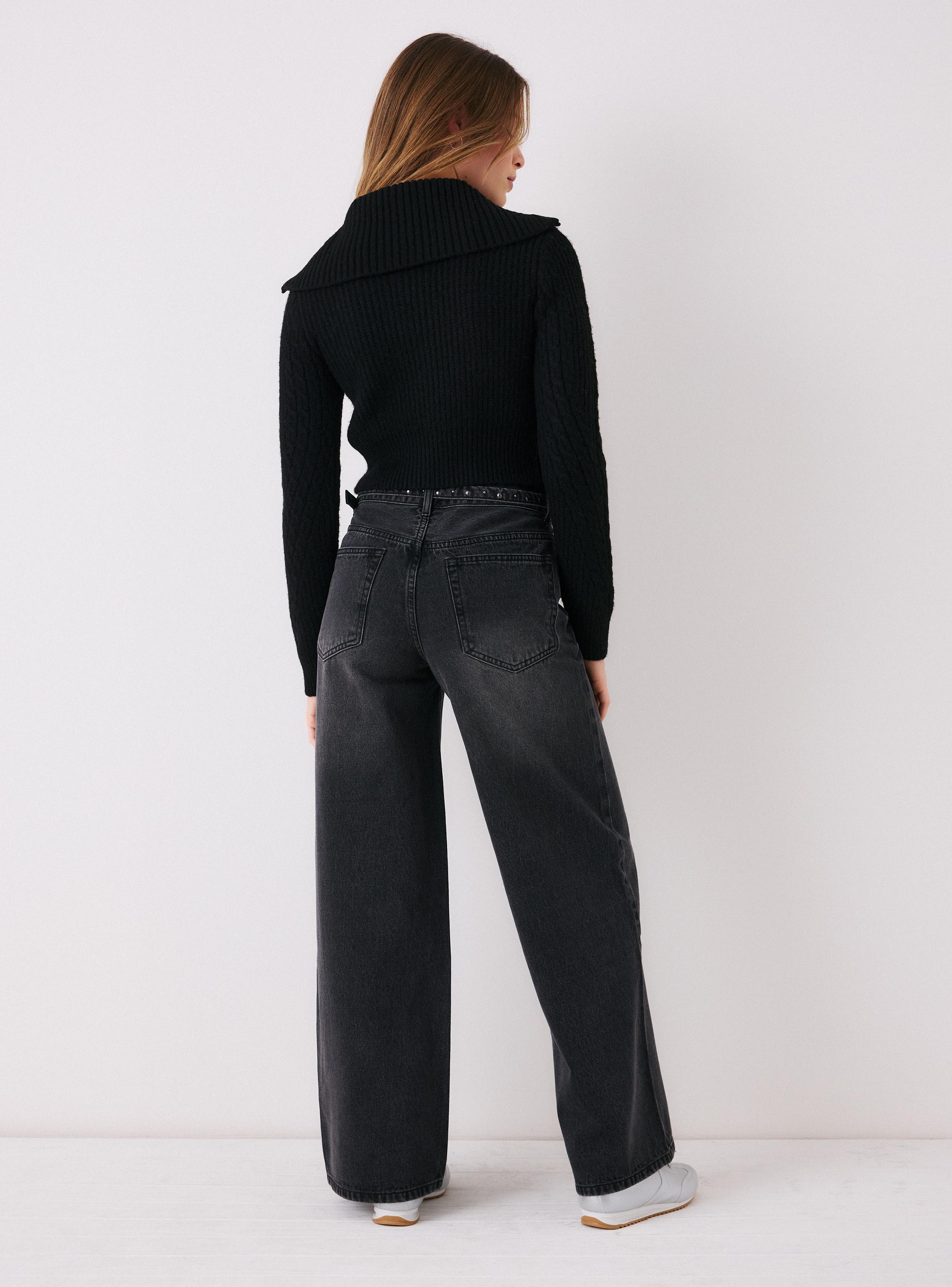 Jeans Baggy Leg Tiro Alto con Centurión con Tachas-5