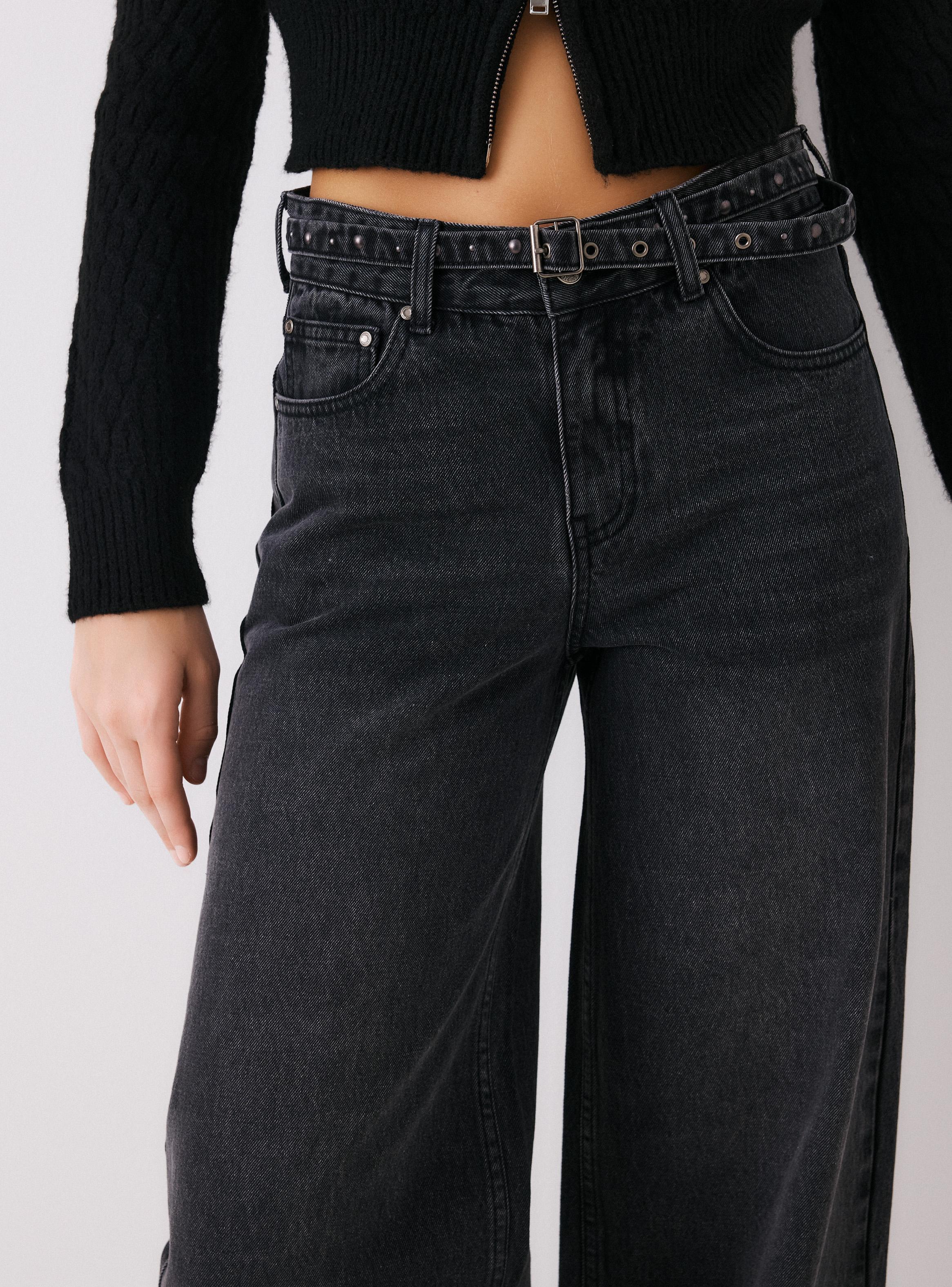 Jeans Baggy Leg Tiro Alto con Centurión con Tachas-2