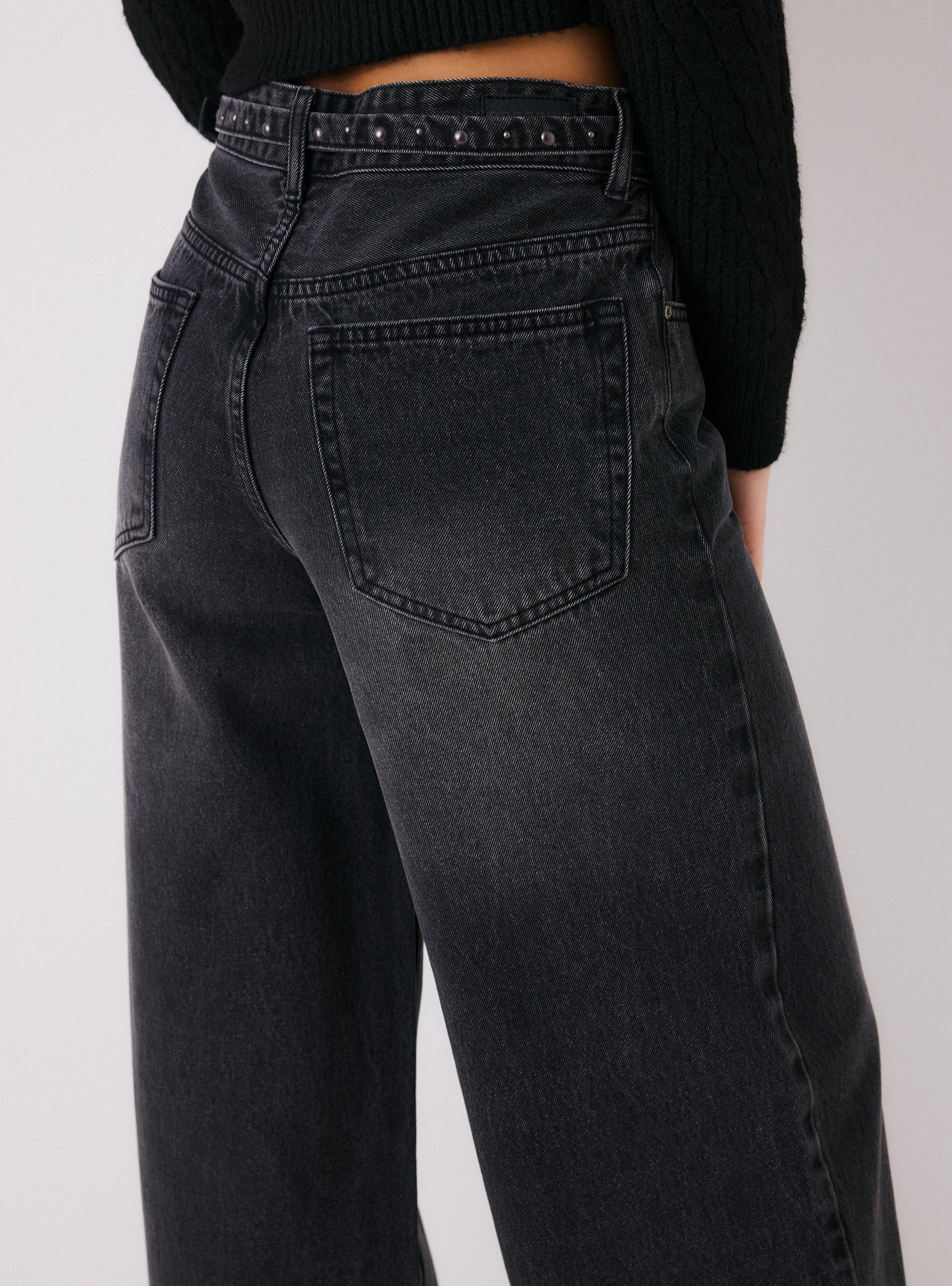 Jeans Baggy Leg Tiro Alto con Centurión con Tachas-3