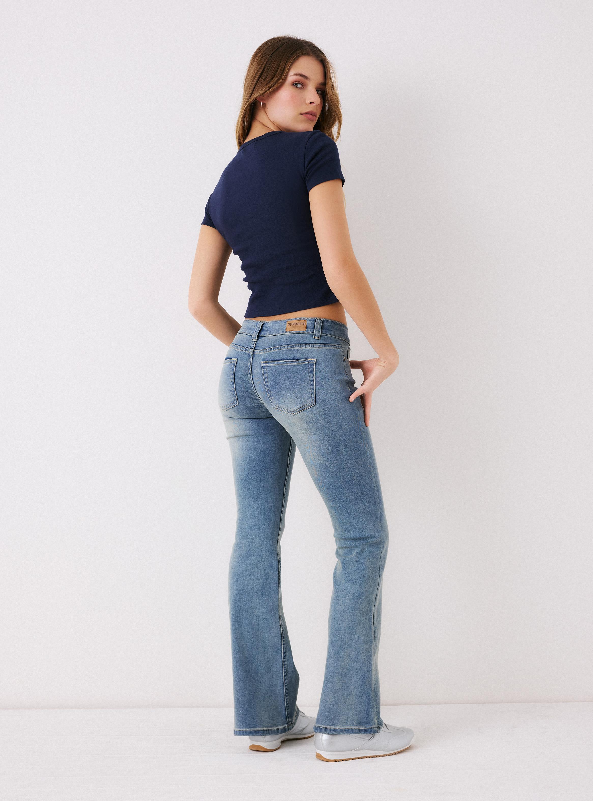 Jeans Flare Fit Bajo Acampanado Elasticado-5