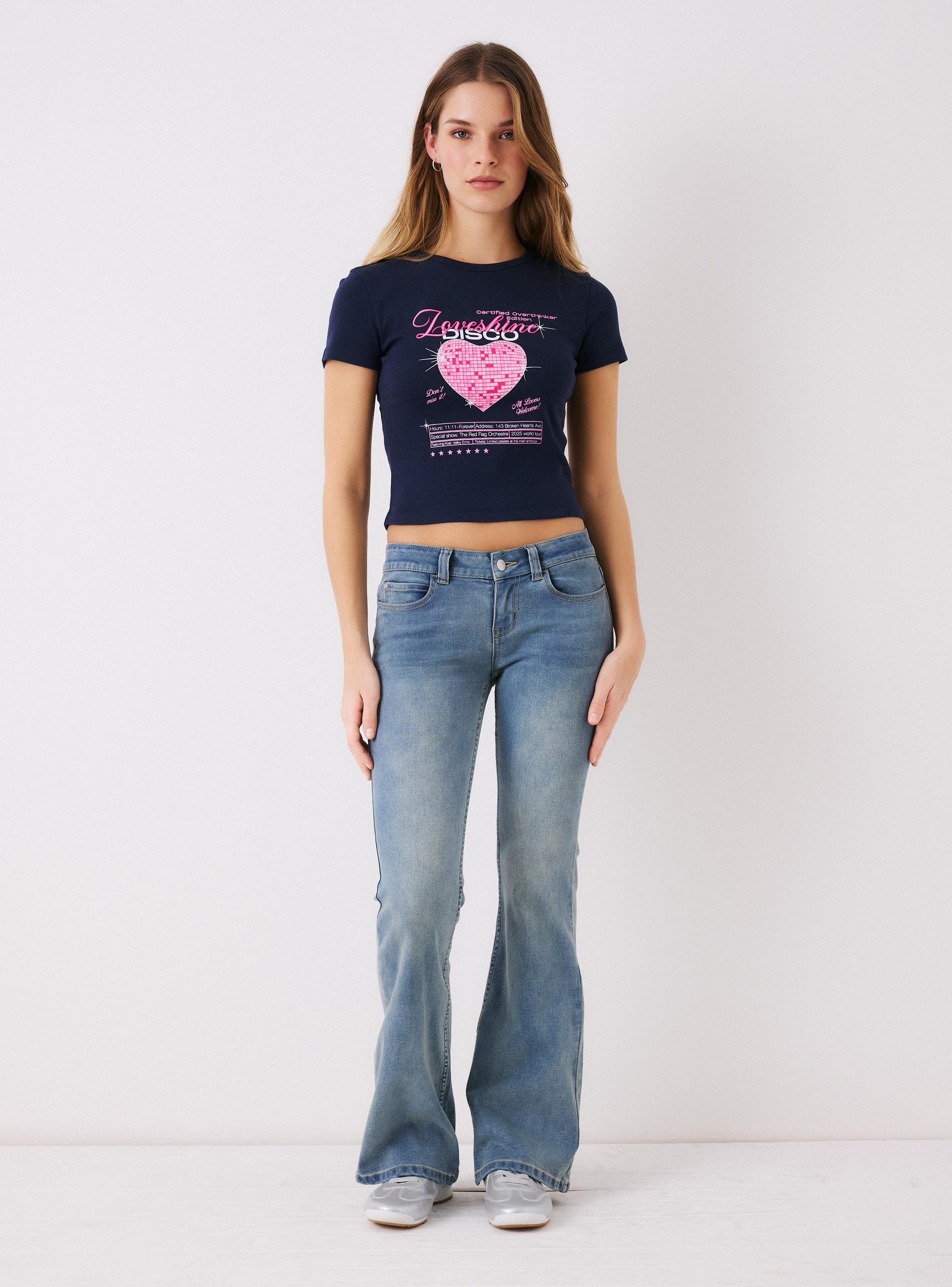 Jeans Flare Fit Bajo Acampanado Elasticado-4