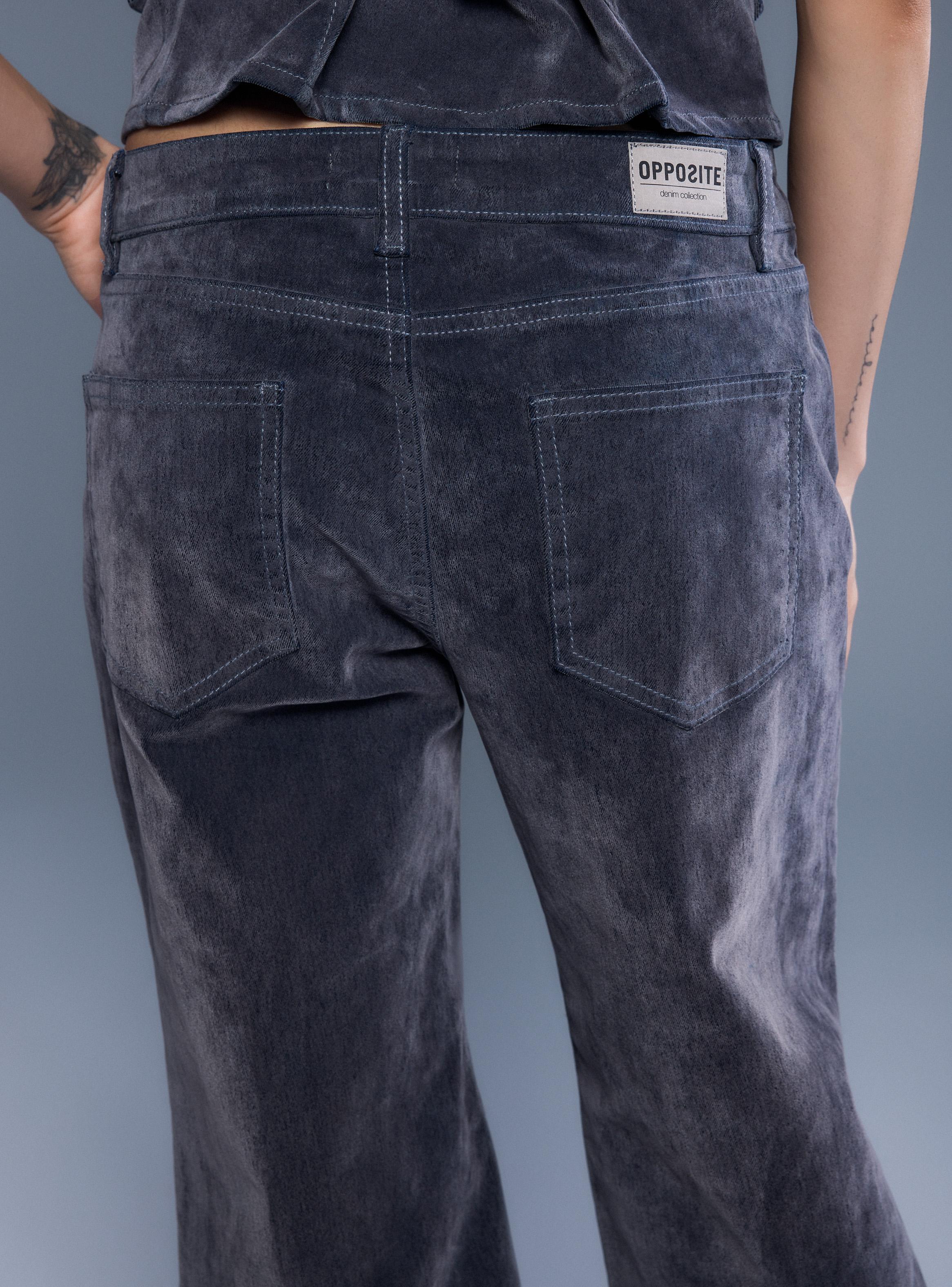 Jeans Flare Tiro Bajo Look Denim Terciopelo-3