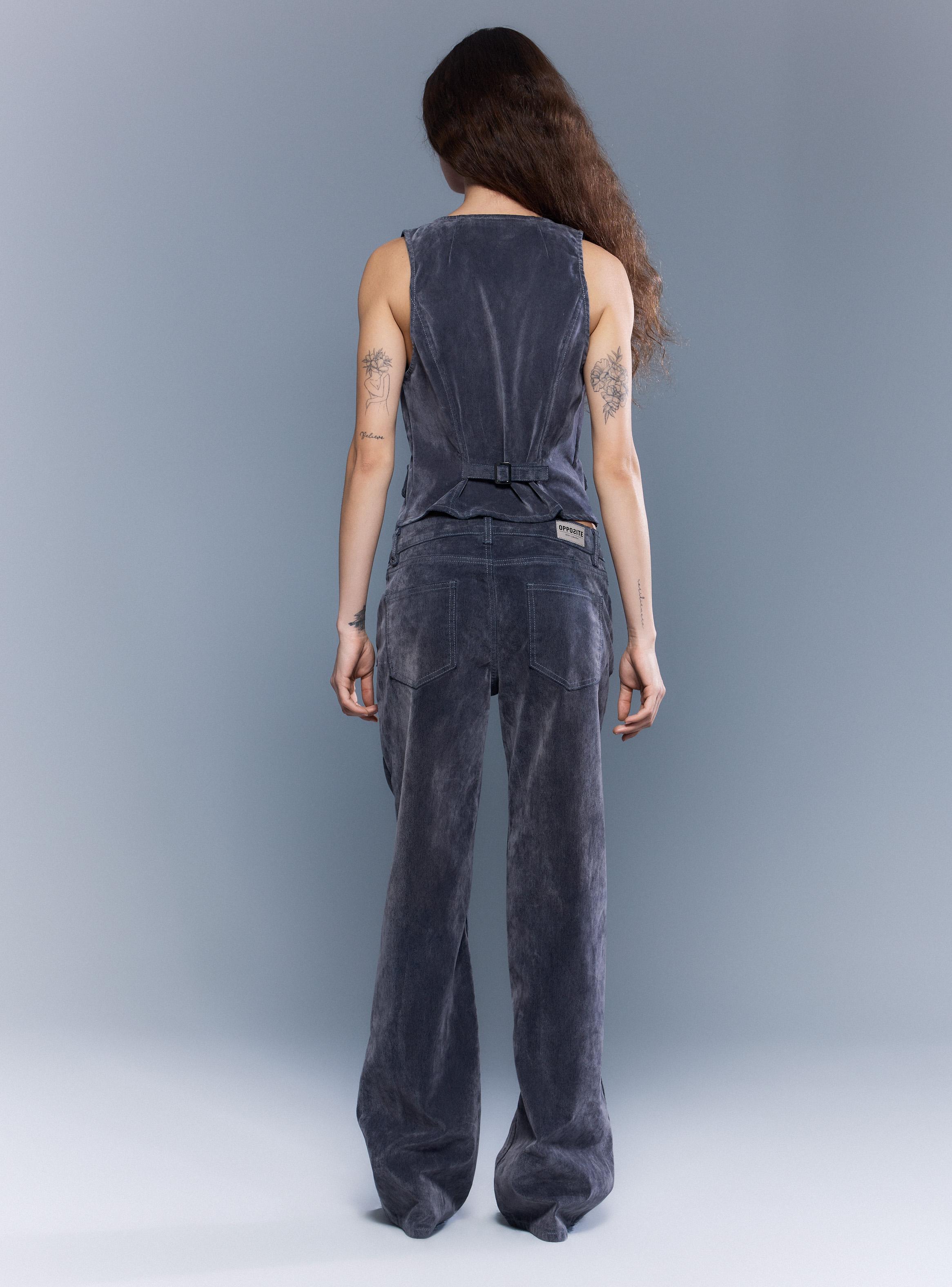 Jeans Flare Tiro Bajo Look Denim Terciopelo-5