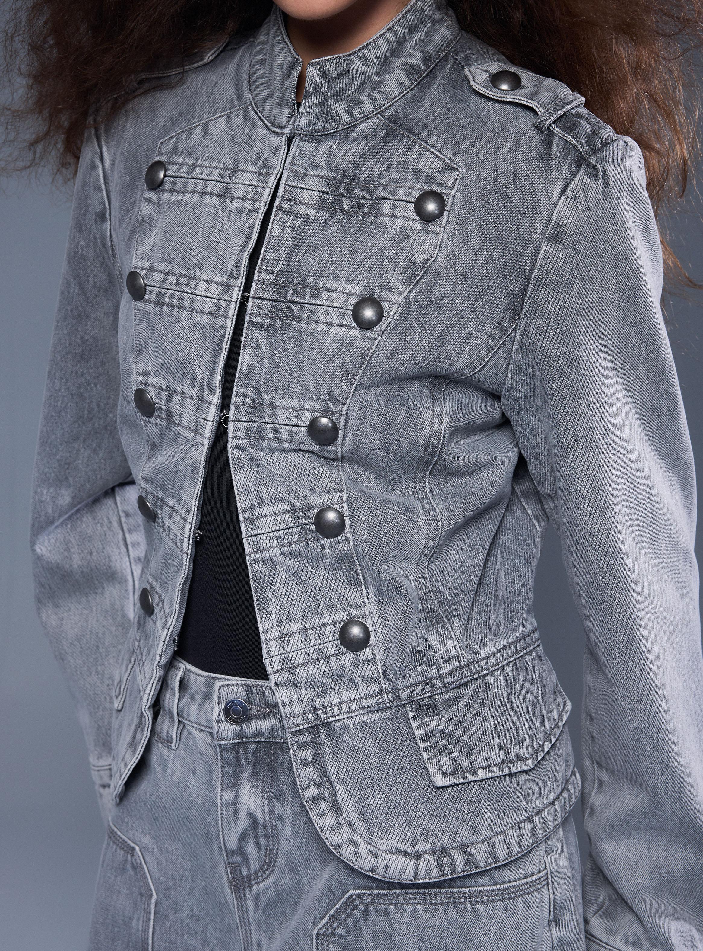 Chaqueta Militar con Doble Botonadura y Hombreras-3