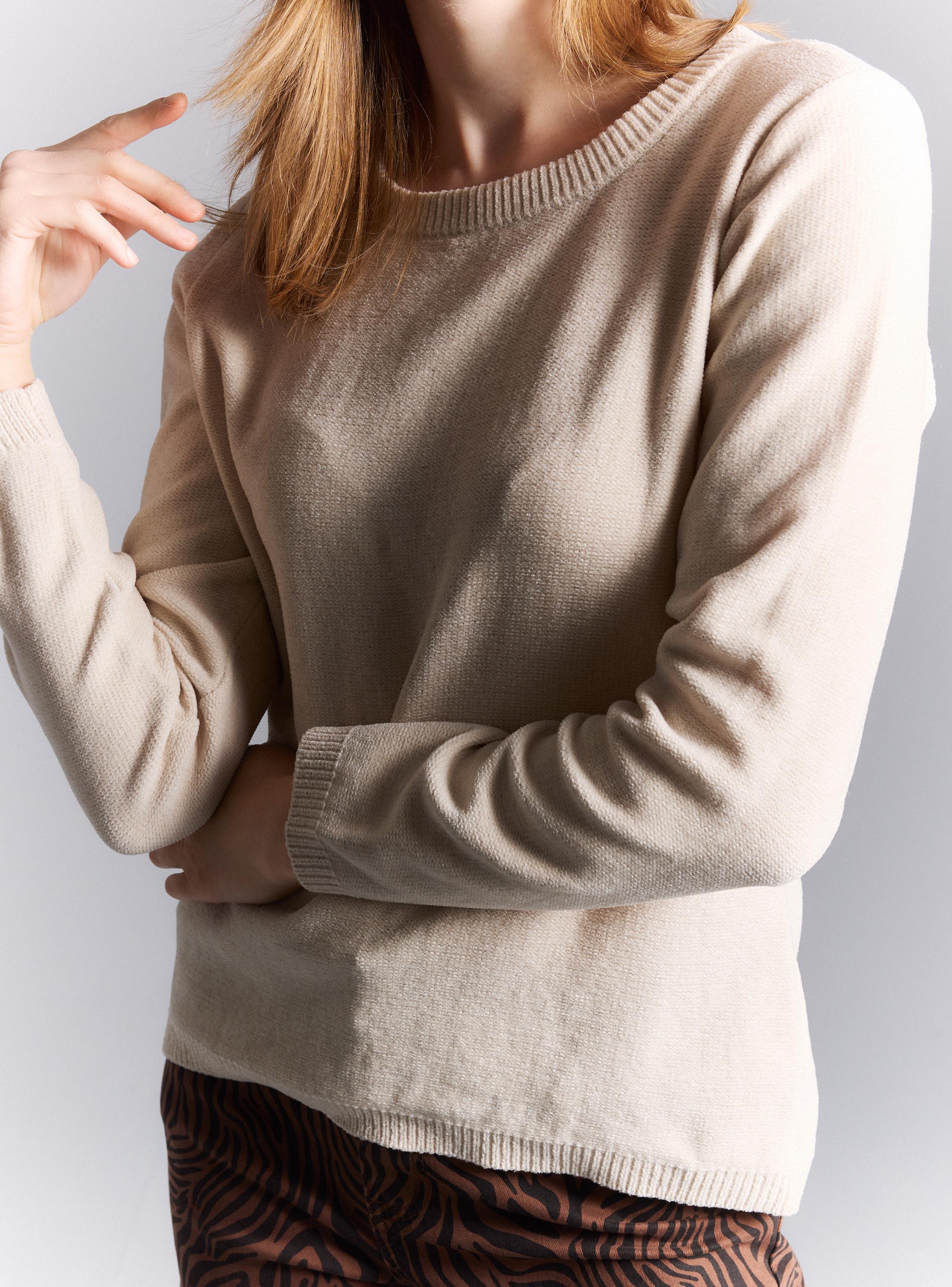 Sweater Tejido Punto Básico Cuello Redondo Manga Larga-3
